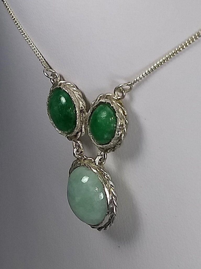 Designer Alberto Juan Mexican Hand Made Sterling Silver Jade Necklace Size ONE SIZE - 3 Thumbnail