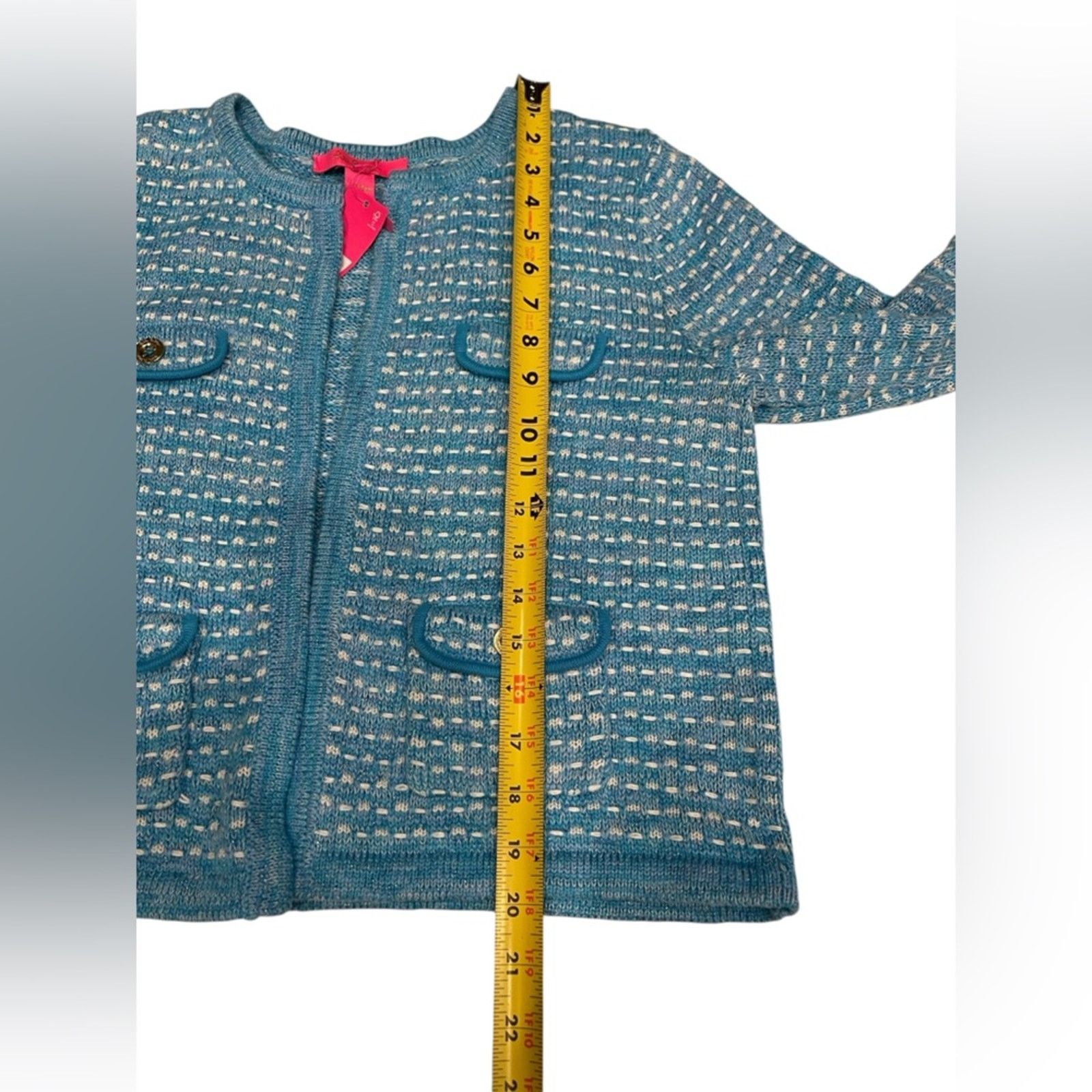 Lilly Pulitzer Lilly Pulitzer BlueMetallic Horizon KIENNA CARDIGAN L NWT Size L / US 10 / IT 46 - 7 Thumbnail