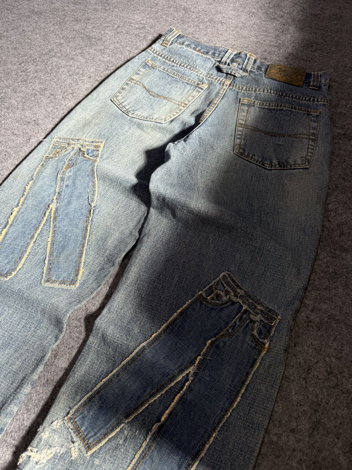 Beauty Beast × Japanese Brand Ignition Trompe L’oeil Pants On Pants Patched Denim Jeans Size US 27 - 16 Thumbnail