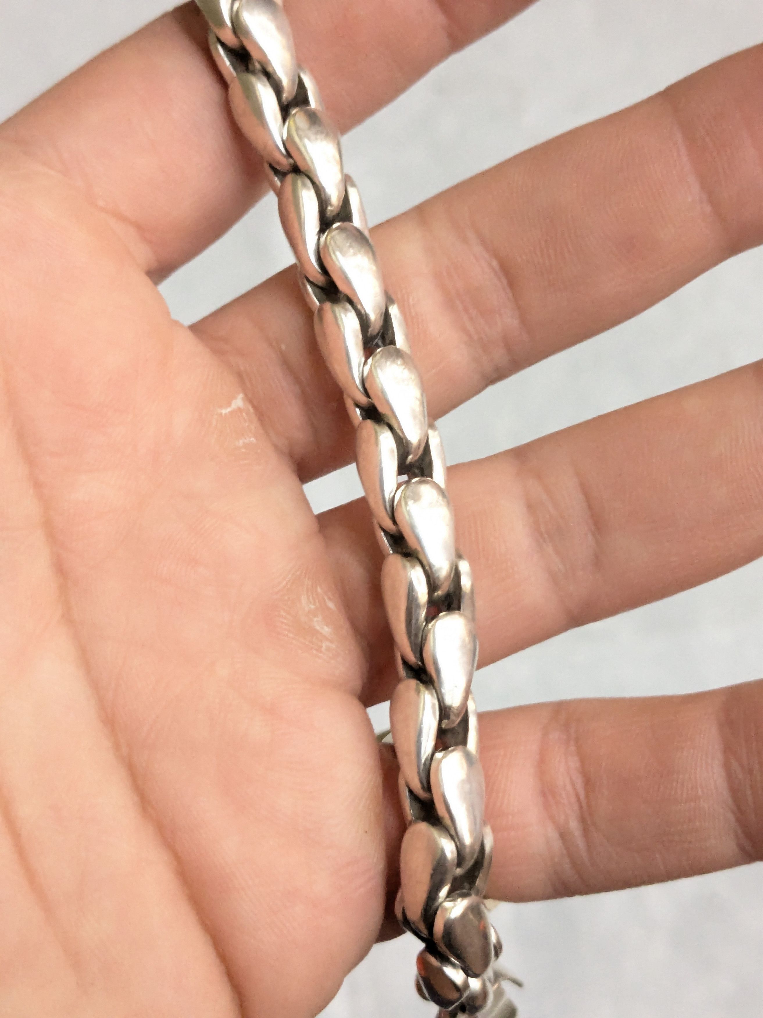 Jewelry Vintage Sterling Silver Bracelet Box Link Wheat Foxtail 6.5" Size ONE SIZE - 14 Thumbnail