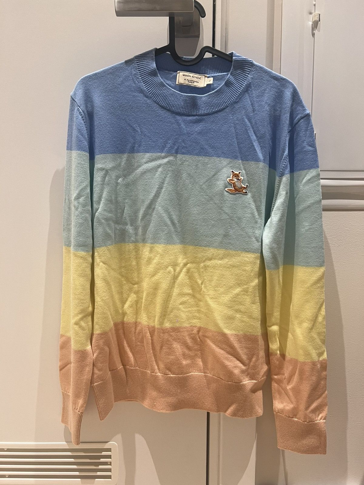 Maison Kitsuné Rainbow Stripe Merino Wool Sweater
