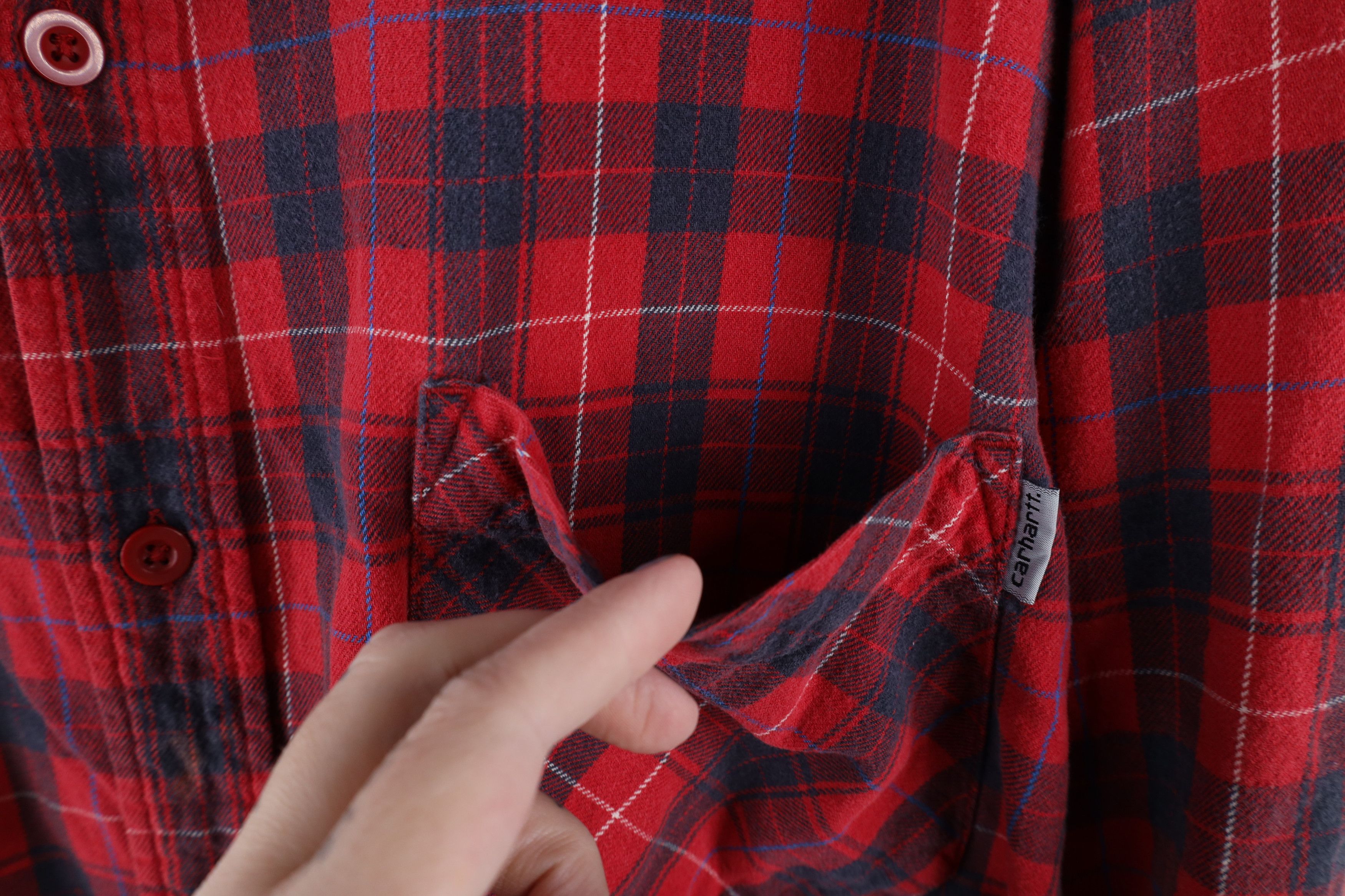Carhartt × Vintage Vintage Carhartt Spell Out Collared Flannel Button Shirt Size US XXL / EU 58 / 5 - 4 Thumbnail