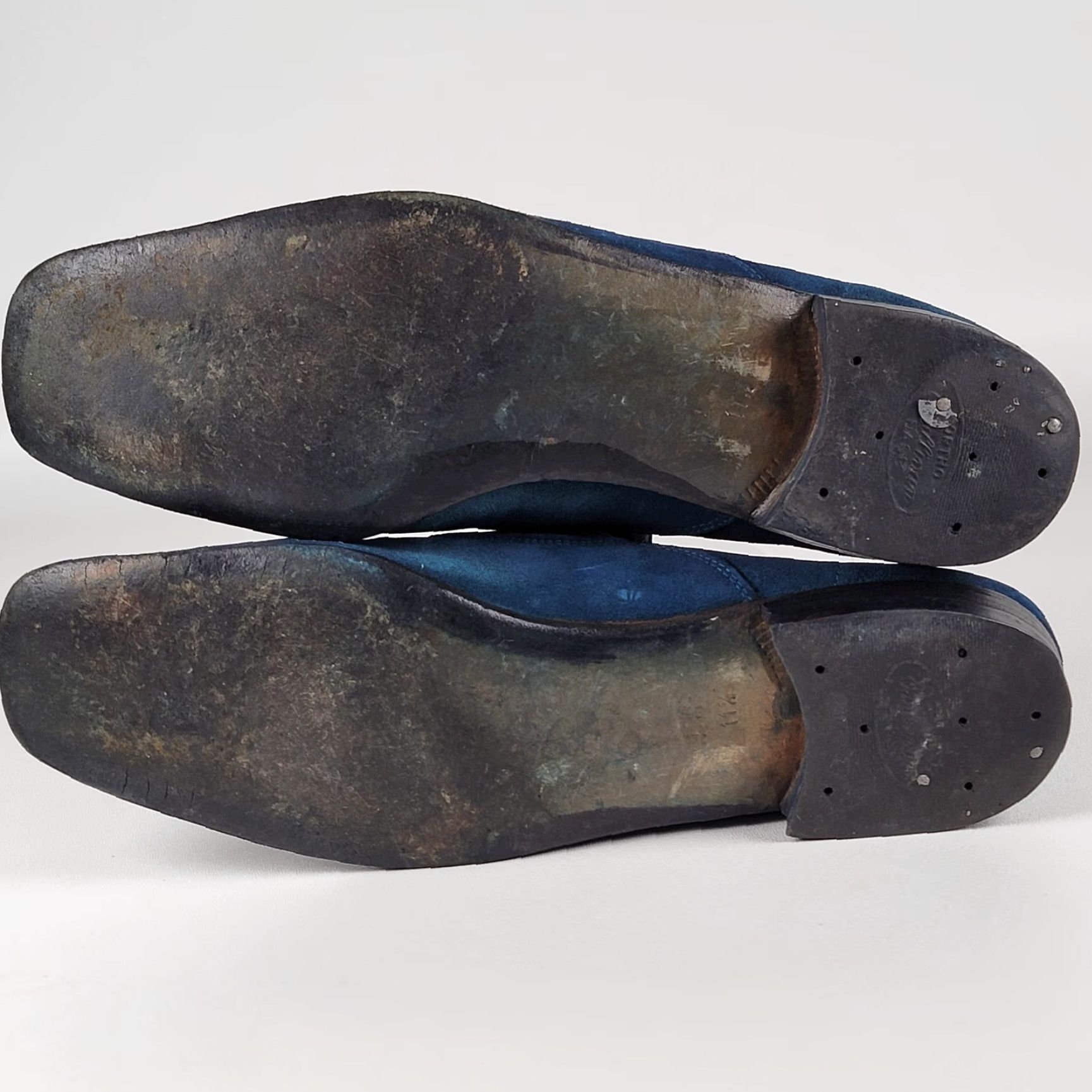 Vintage VINTAGE Blue Suede Loafers Men Size 11.5 Dress Slip On Pointed Toe Leather Lining Leather Upper Classic Size US 12 / EU 45 - 6 Thumbnail