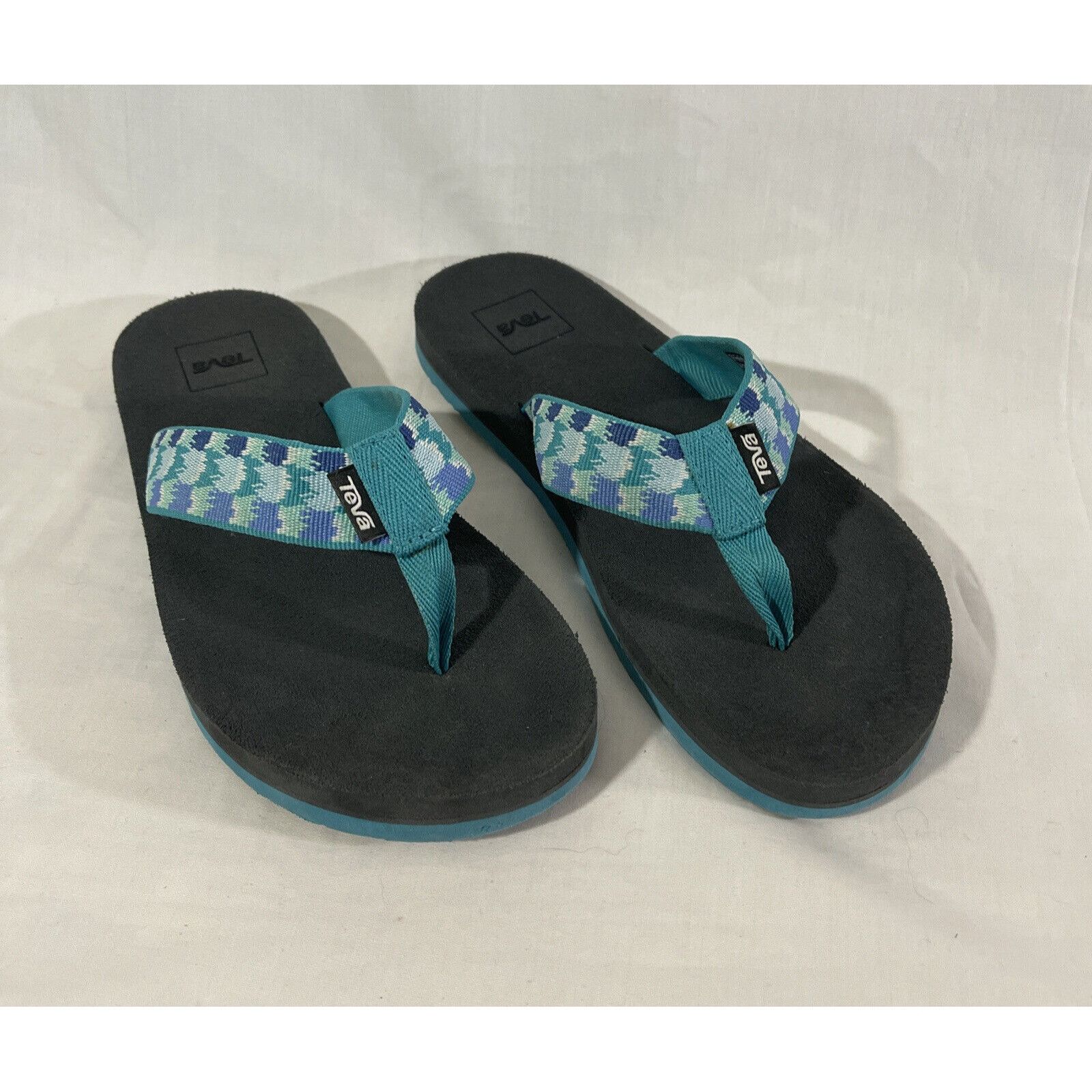 Teva TEVA sandals WOMENS size 5 green black summer beach Flip Flo Size US 5 / IT 35 - 1 Thumbnail