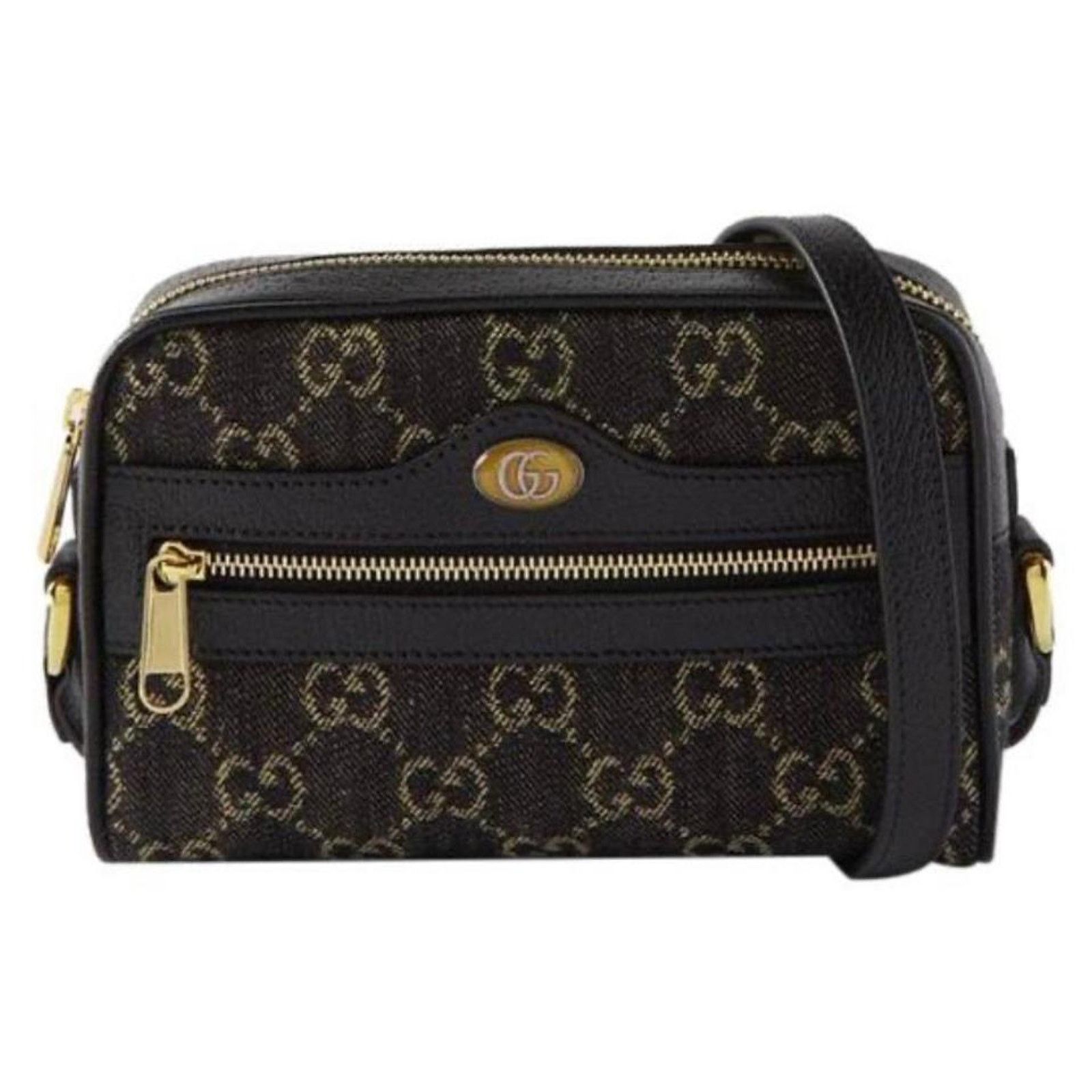 Gucci Ophidia GG logo denim leather camera crossbody bag Size ONE SIZE - 1 Thumbnail