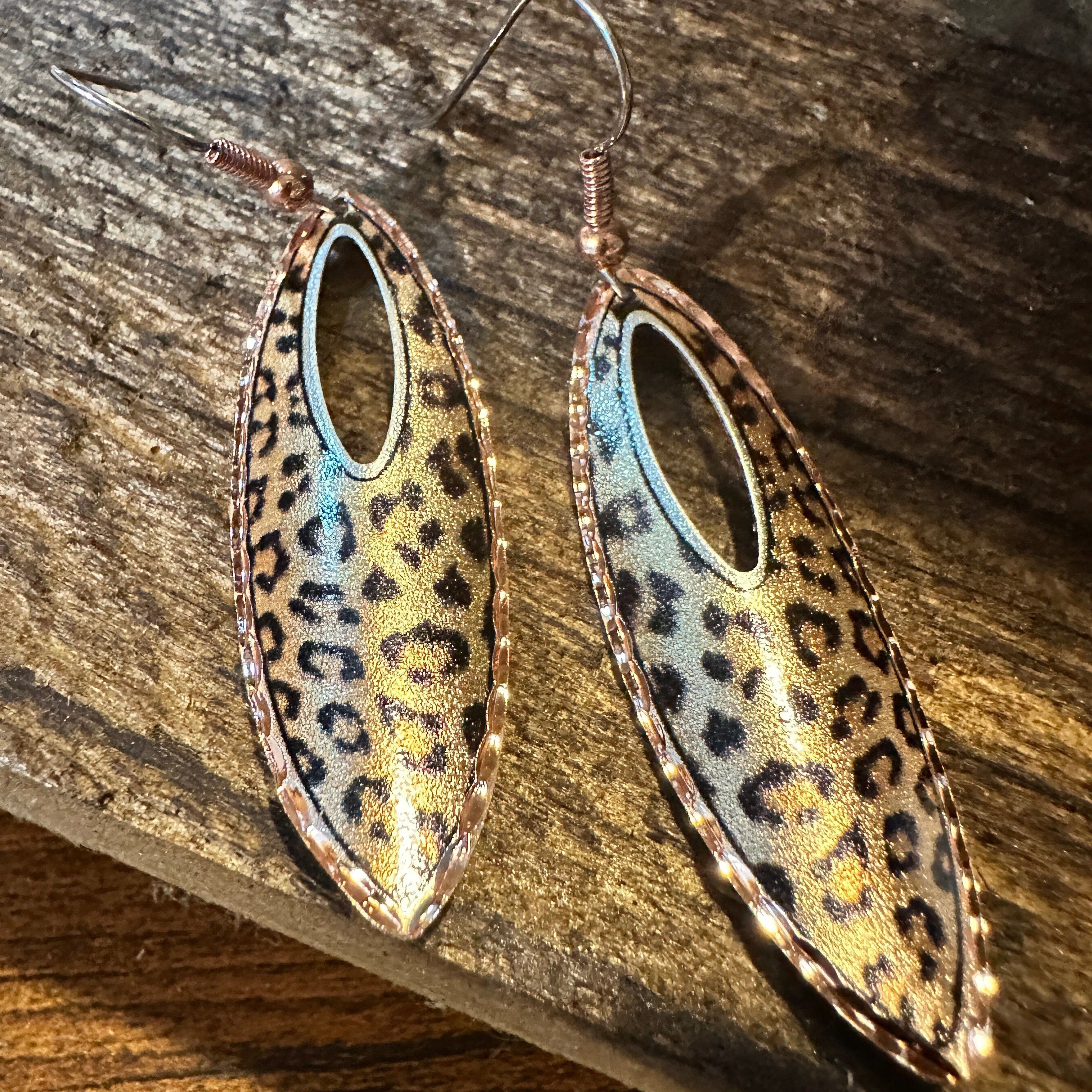 Other Handmade Boho Copper Earrings, Tear Drop Leopard Wire Earrin Size ONE SIZE - 6 Thumbnail
