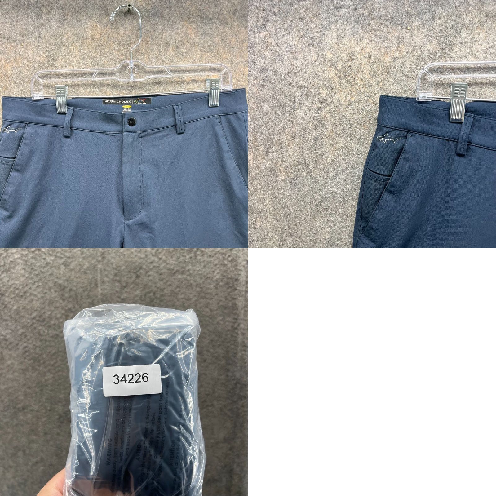 Vintage Greg Norman Dress Pants Mens 32x30 Blue Flat Front Button Pockets Straight Regular Dress Pants Men Blue 32 Regular Mens Size US 32 / EU 48 - 8 Thumbnail