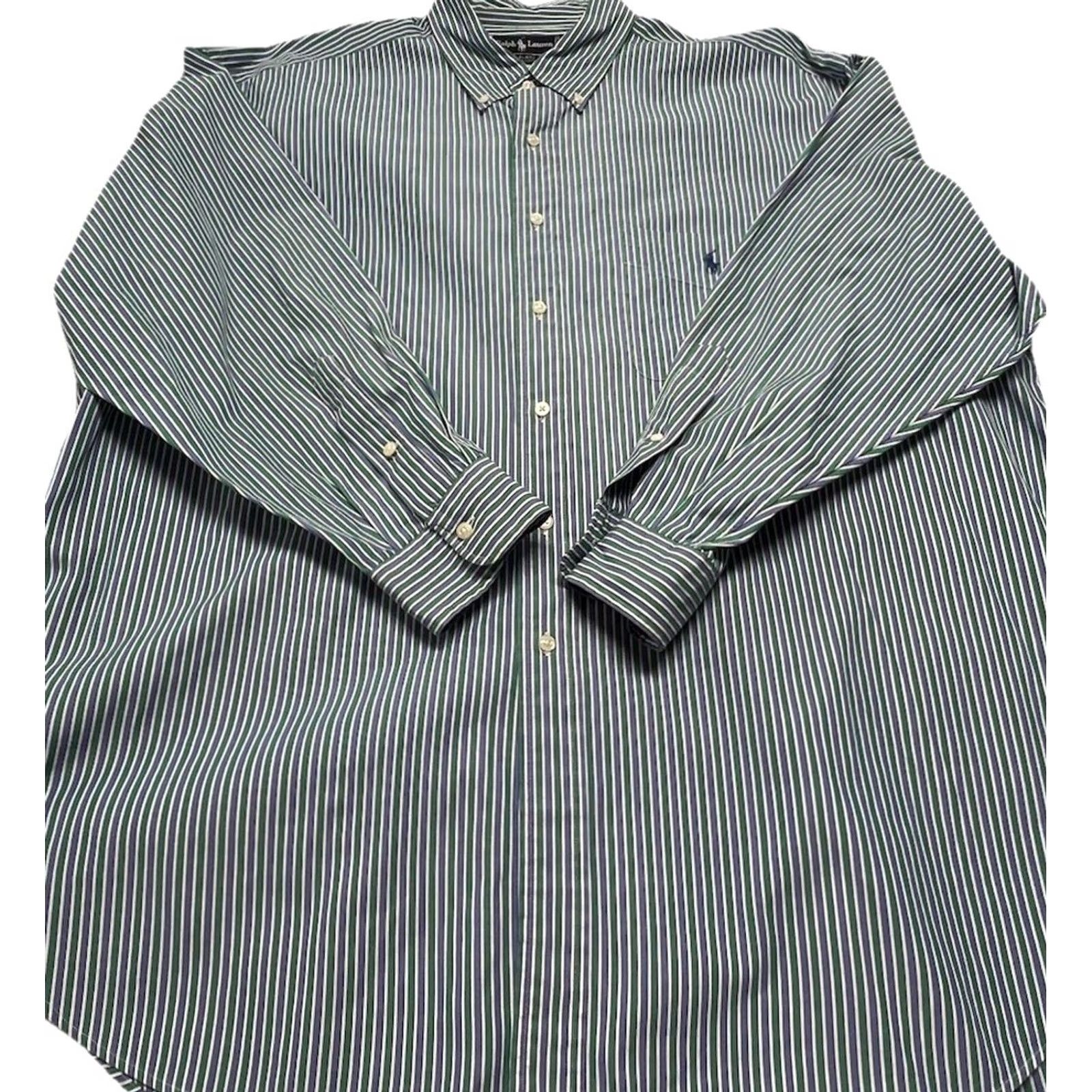 Ralph Lauren Ralph Lauren Blaire Button-Up Shirt Men 2XL Striped 100% Cotton Long Sleeve Green/Blue Classic Fit Bagger? Size US XXL / EU 58 / 5 - 8 Thumbnail