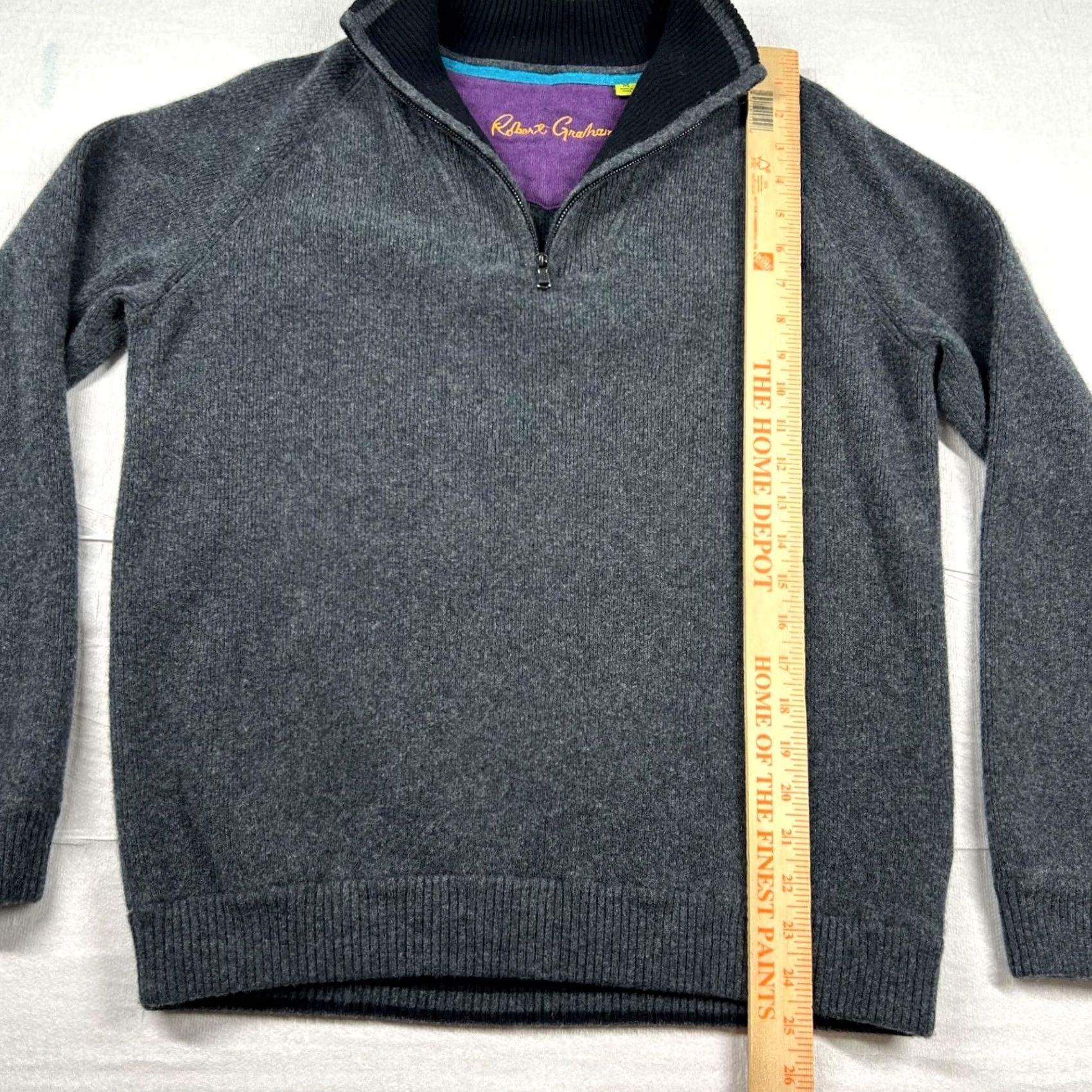 Robert Graham Robert Graham Sweater Mens M Wool Cashmere Blend 1/4 Zip Pullover Heather Gray Wool Gr ay Mock Neck Long Sleeve Vintage No Size US M / EU 48-50 / 2 - 7 Thumbnail