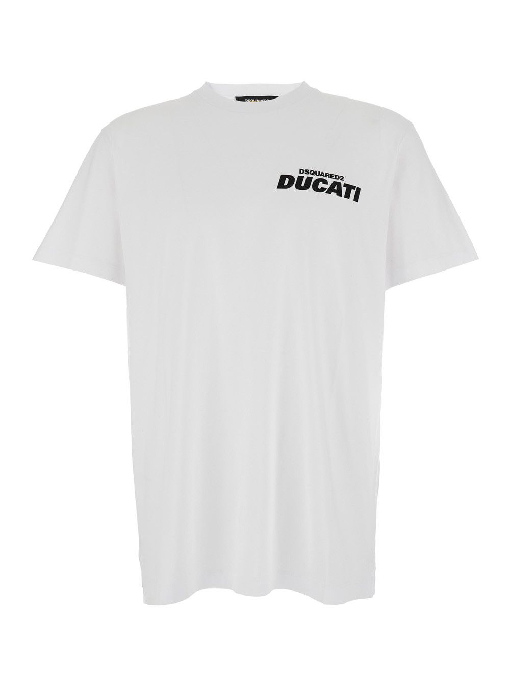 'Ducati x D2' White T-Shirt with Logo on the Front in Cotton Man