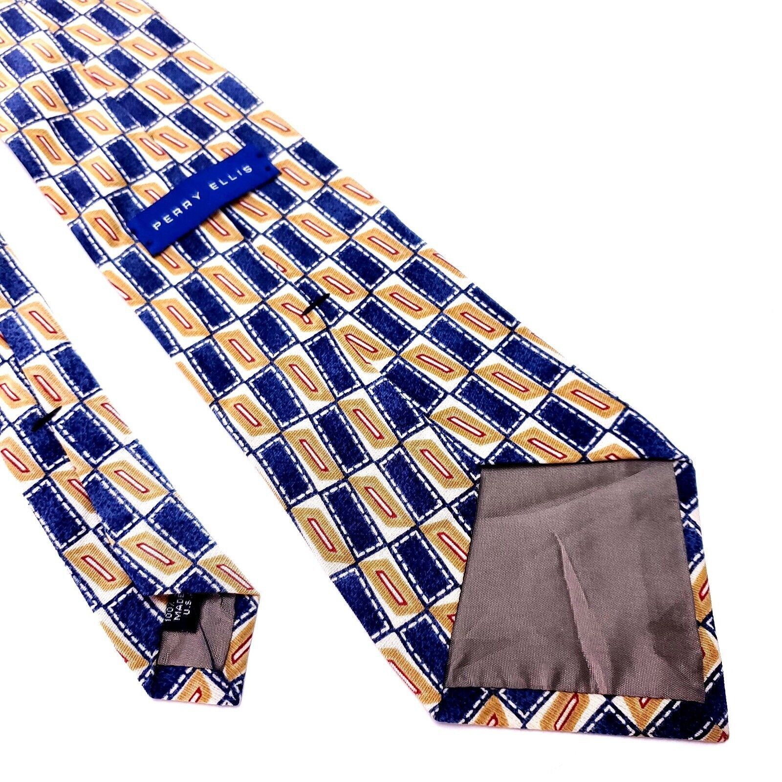 Perry Ellis Perry Ellis Print Blue Orange Geometric Wide Vintage USA Size ONE SIZE - 3 Thumbnail