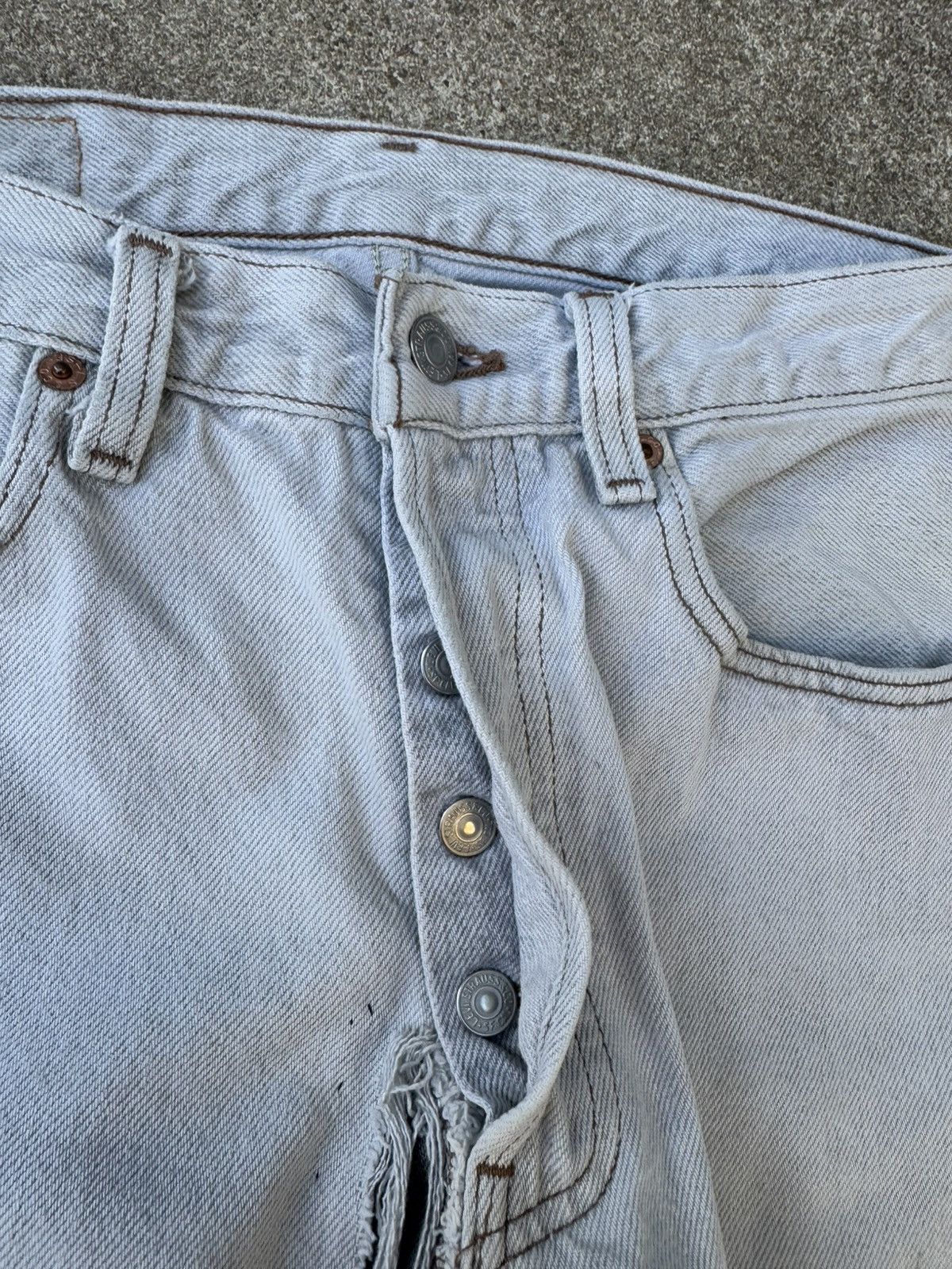 Levi's × Vintage Vtg 90’s Levi’s 501xx Buttonfly Straight Cream Jeans 29x29 Size US 29 - 6 Thumbnail