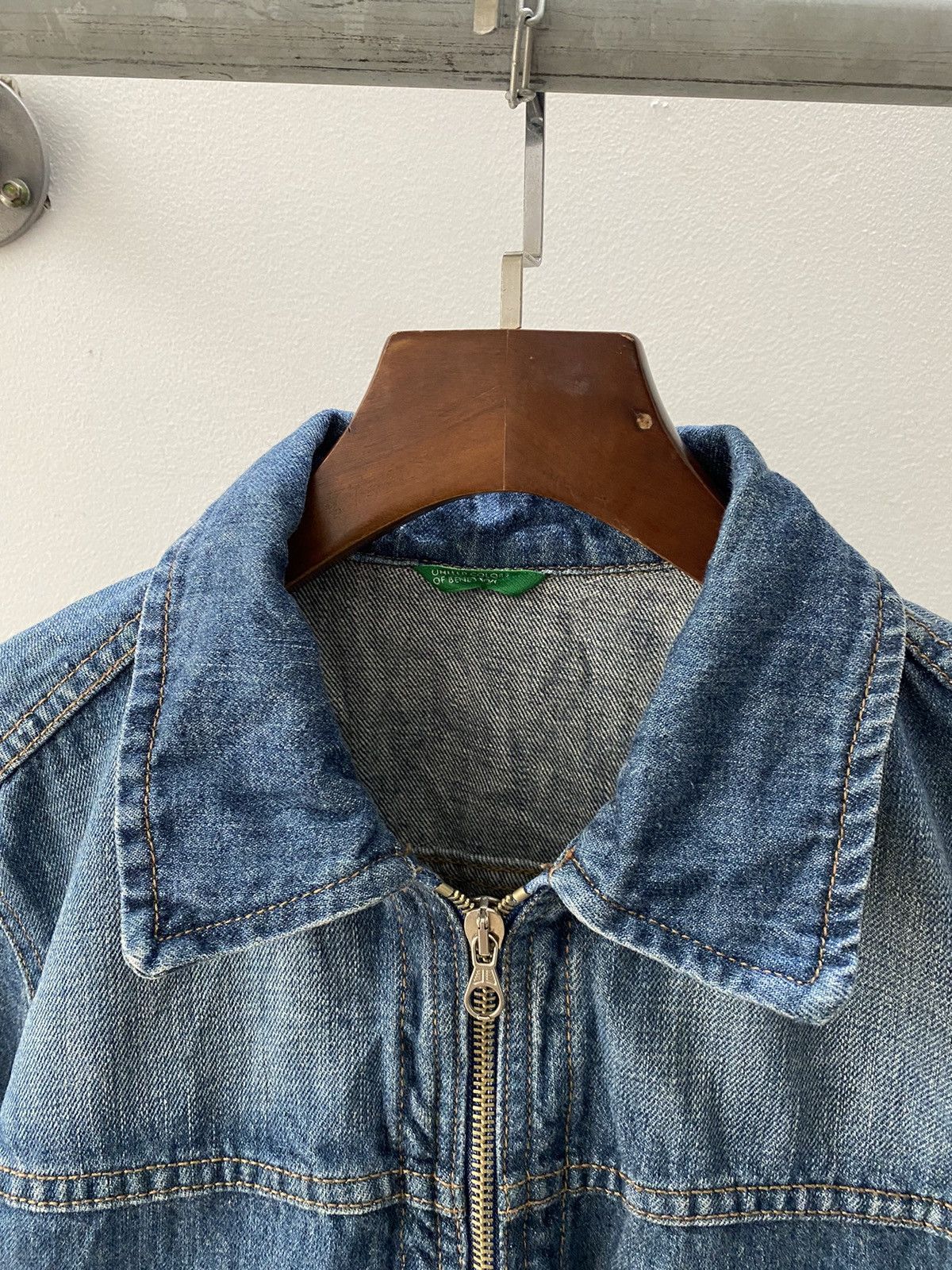 United Colors Of Benetton Benetton Double zip cropped denim jacket Size M / US 6-8 / IT 42-44 - 5 Thumbnail