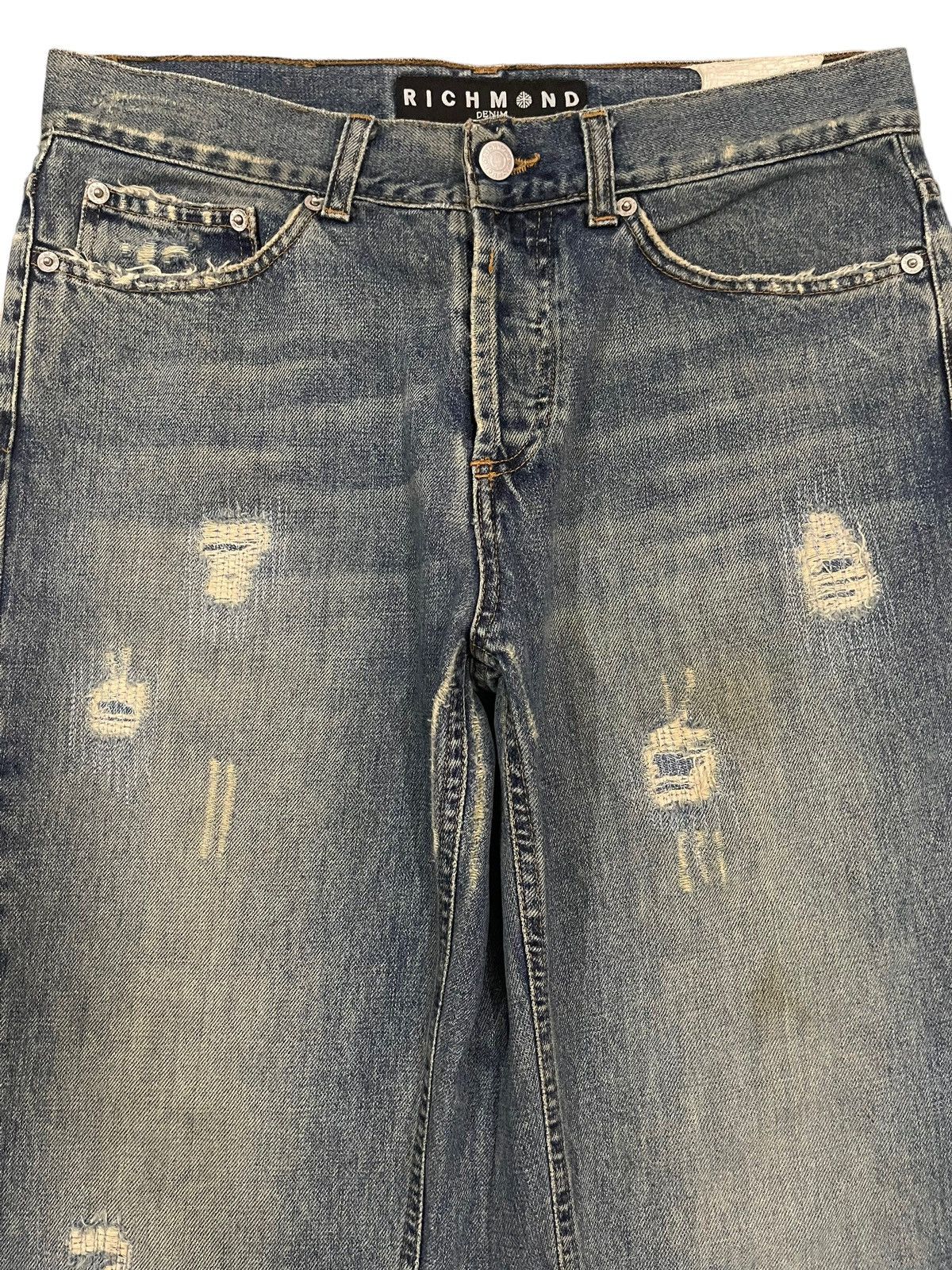 Richmond Denim Vintage Richmond Denim Blue Wash Distress Baggy Jeans Size US 31 - 3 Thumbnail