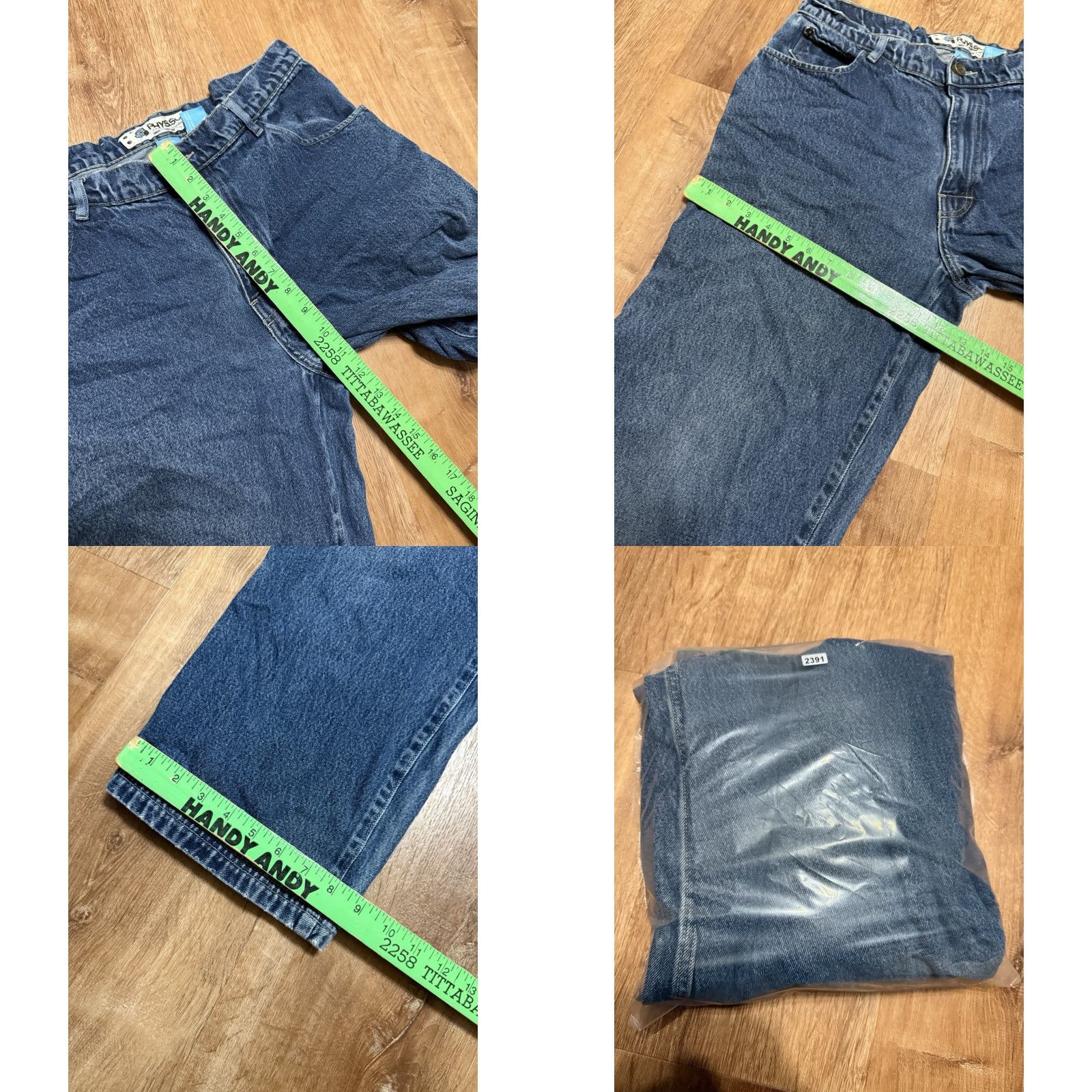 Denime VINTAGE Y2K PHYS.SCI Physical Science Jeans 34x34 Blue Denim Baggy 90s Mens Jeans Wide-Leg Mens Size US 34 / EU 50 - 8 Thumbnail