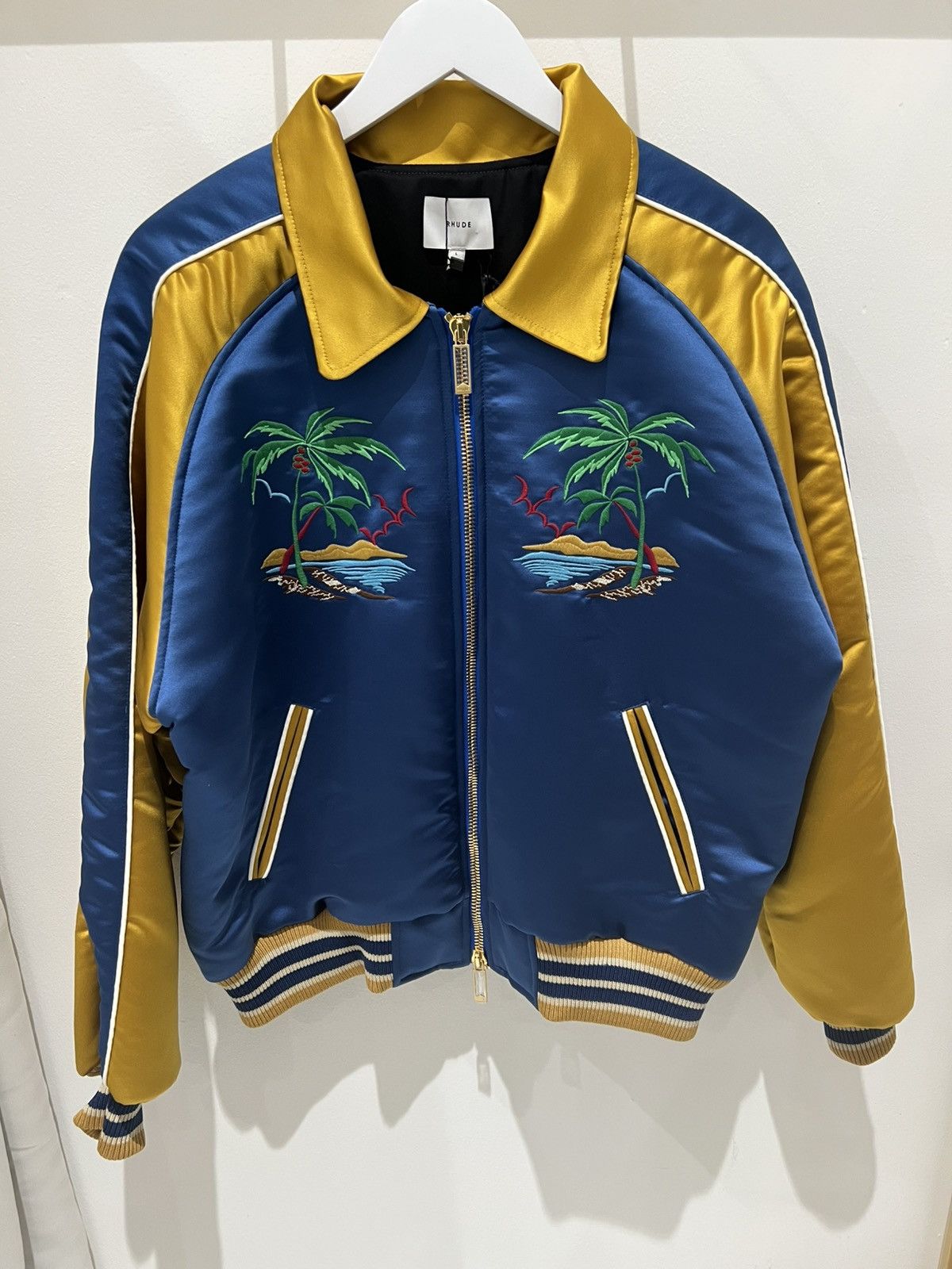 Rhude RHUDE PALM EAGLES SOUVENIER JACKET NAVY&MUSTARD YELLOW SizeL Size US L / EU 52-54 / 3 - 5 Thumbnail