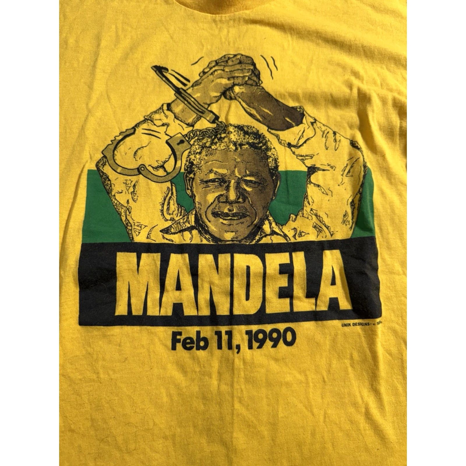 Vintage VINTAGE Nelson Mandela Shirt Mens L Yellow 1990s USA 90s T-Shirt Size US L / EU 52-54 / 3 - 4 Thumbnail