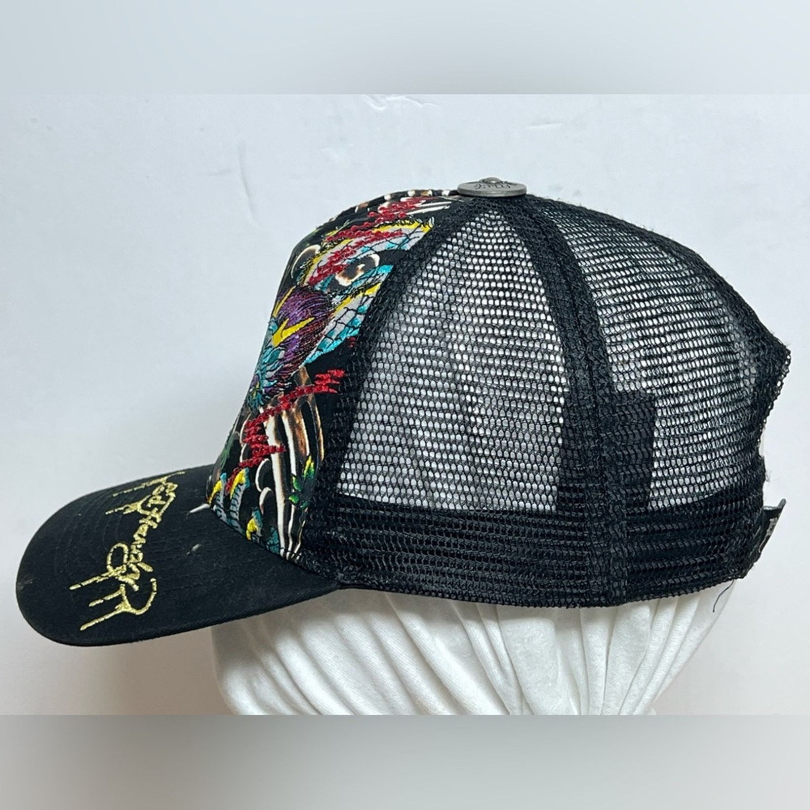 Ed Hardy Ed Hardy Trucker Hat Cap Black, Dragon, Studded Embroidered Size ONE SIZE - 3 Thumbnail