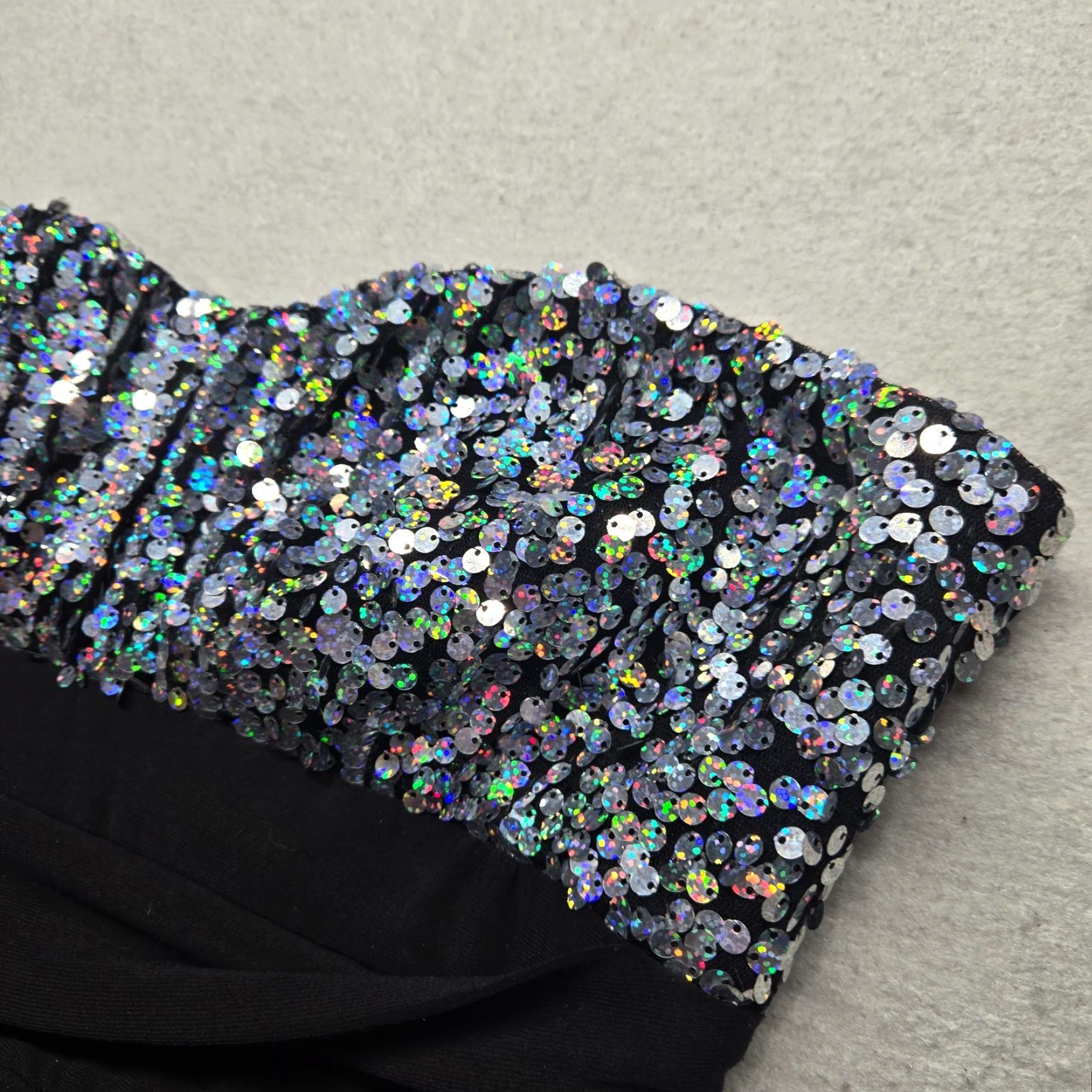 Vintage Deb Tank Dress VTG Y2K Deb Shiny Sequin Black Strapless XL Women's Party/Cocktail Dress Size XL / US 12-14 / IT 48-50 - 3 Thumbnail