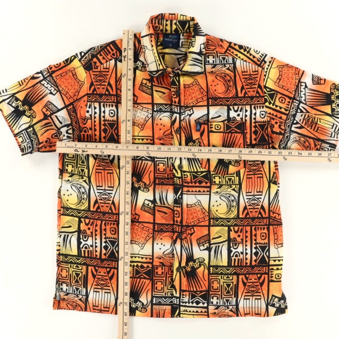 Vintage Aisokula Hawaiian Tribal Cotton All Over Print Button Up Shirt Orange Men's M Size US M / EU 48-50 / 2 - 3 Thumbnail