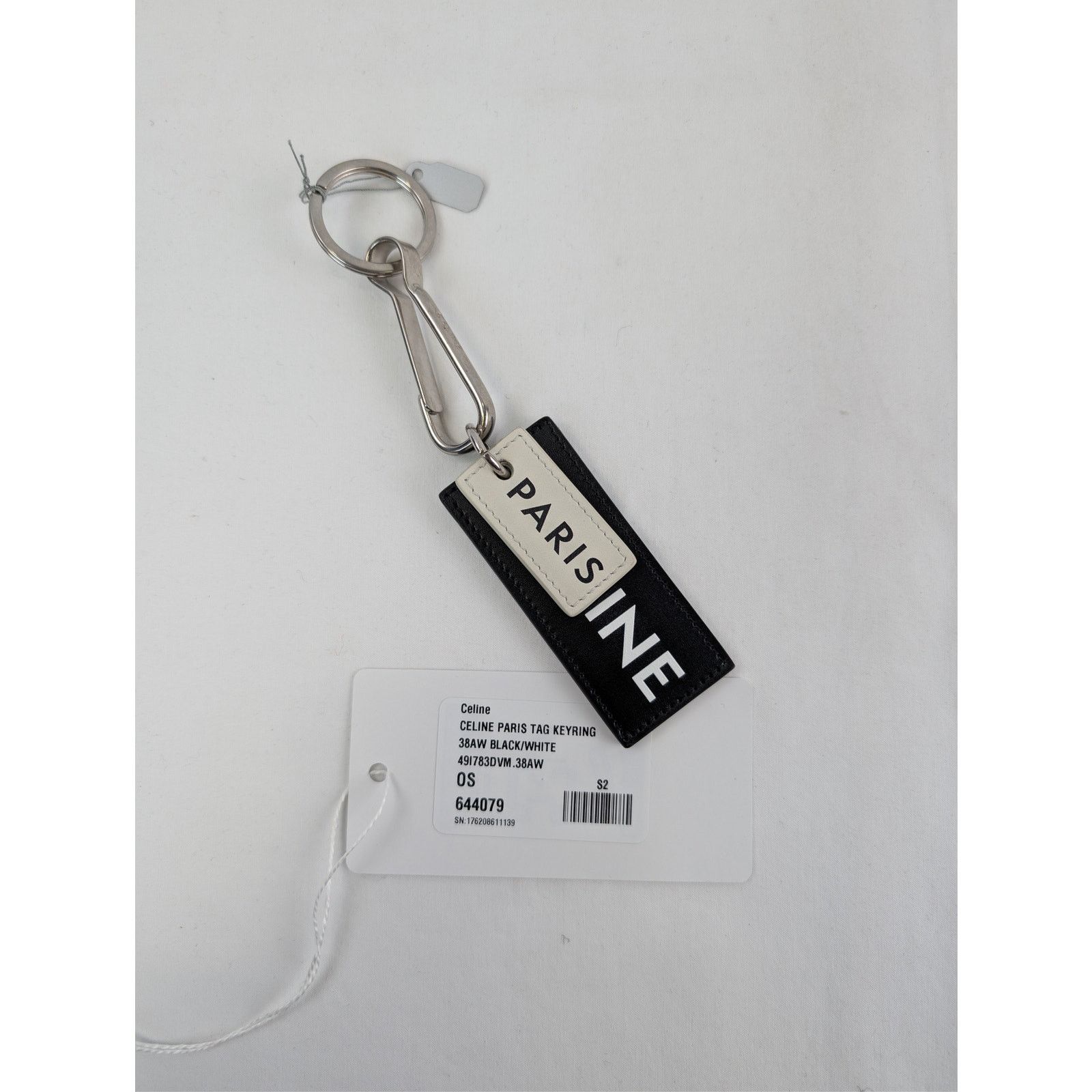 Celine o1rshd1 Size: OS / Paris Tag Keyring in Black / White Size ONE SIZE - 11 Thumbnail