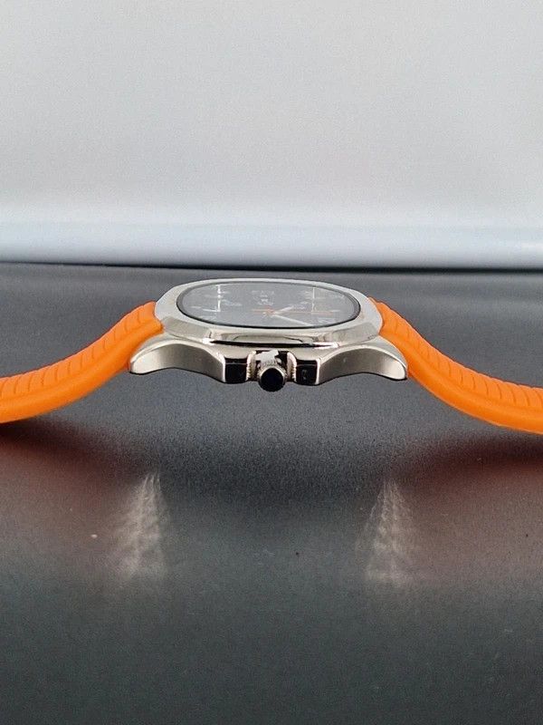 Other Steel 42mm Sport Aquanaut Watch Orange Silicone Strap Size 42 - 7 Thumbnail