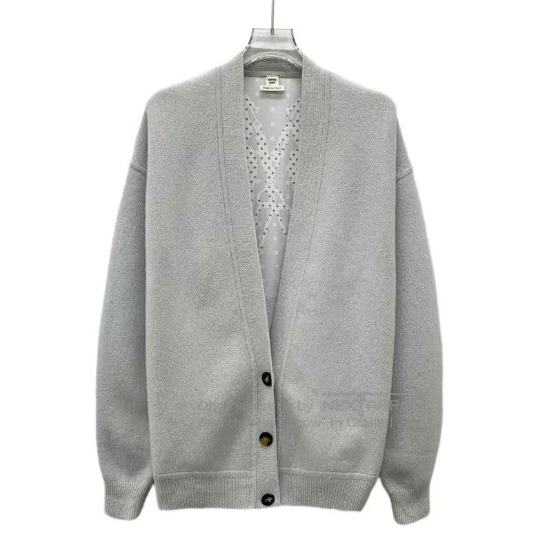 Hermes Hermes Misty Blue Silk Print and Wool V-neck Single-breast Size XXS / US 00 / IT 34 - 1 Thumbnail