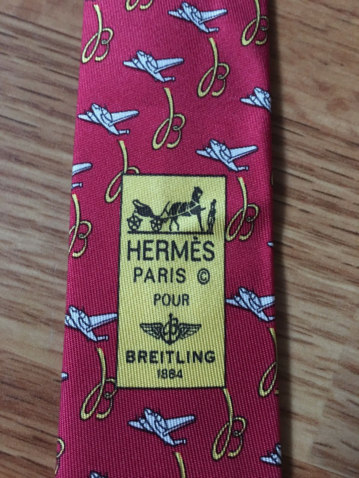 Hermes HERMES Paris Breitling RARE 5021 EA Silk Mens Tie Size ONE SIZE - 8 Thumbnail