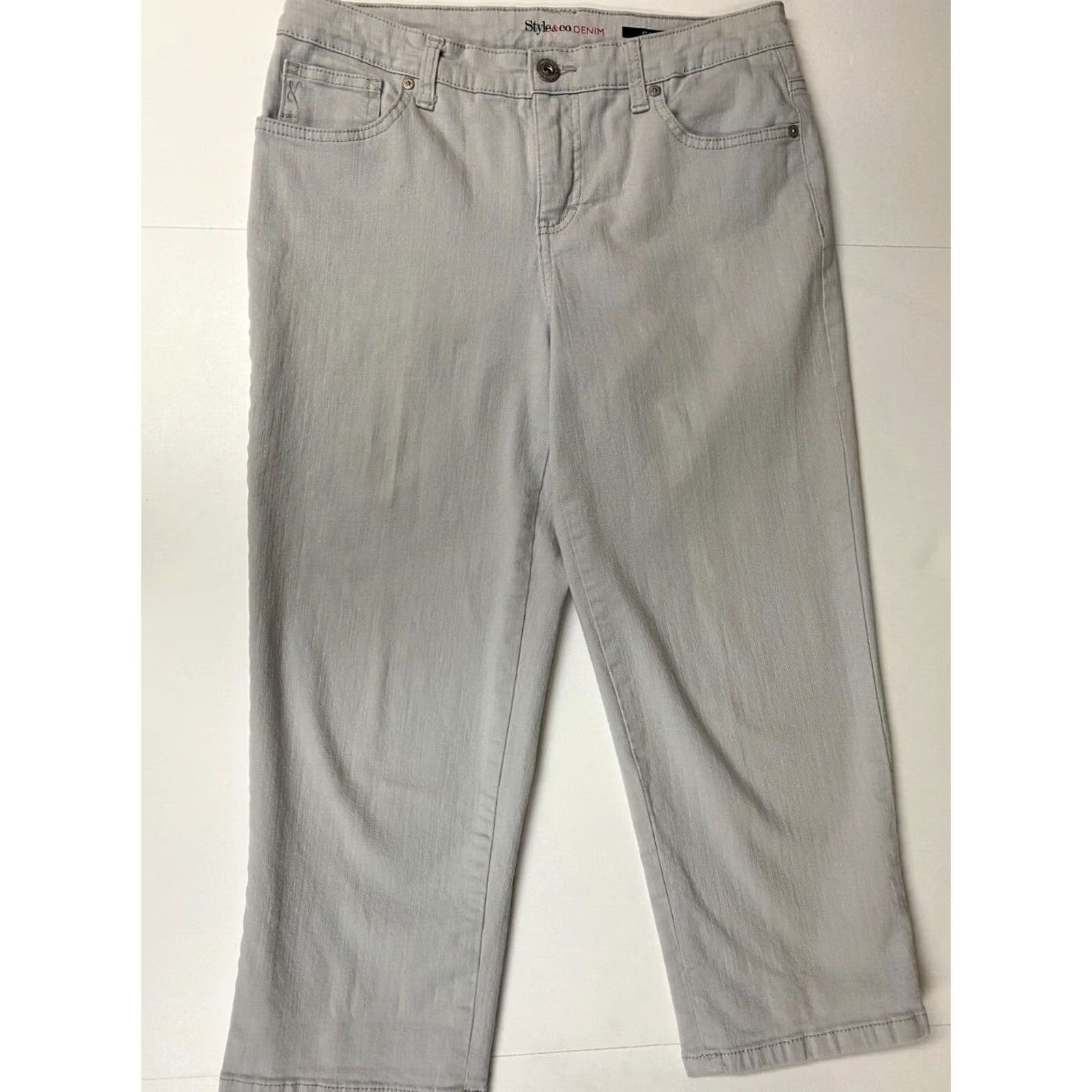 Vintage Style&co Womens Jeans 30x22 Gray Straight Capri Denim Cotton Blend Zipper Pockets Reserved Blemish Describe 90s Designer Womens Size 30" / US 8 / IT 44 - 6 Thumbnail