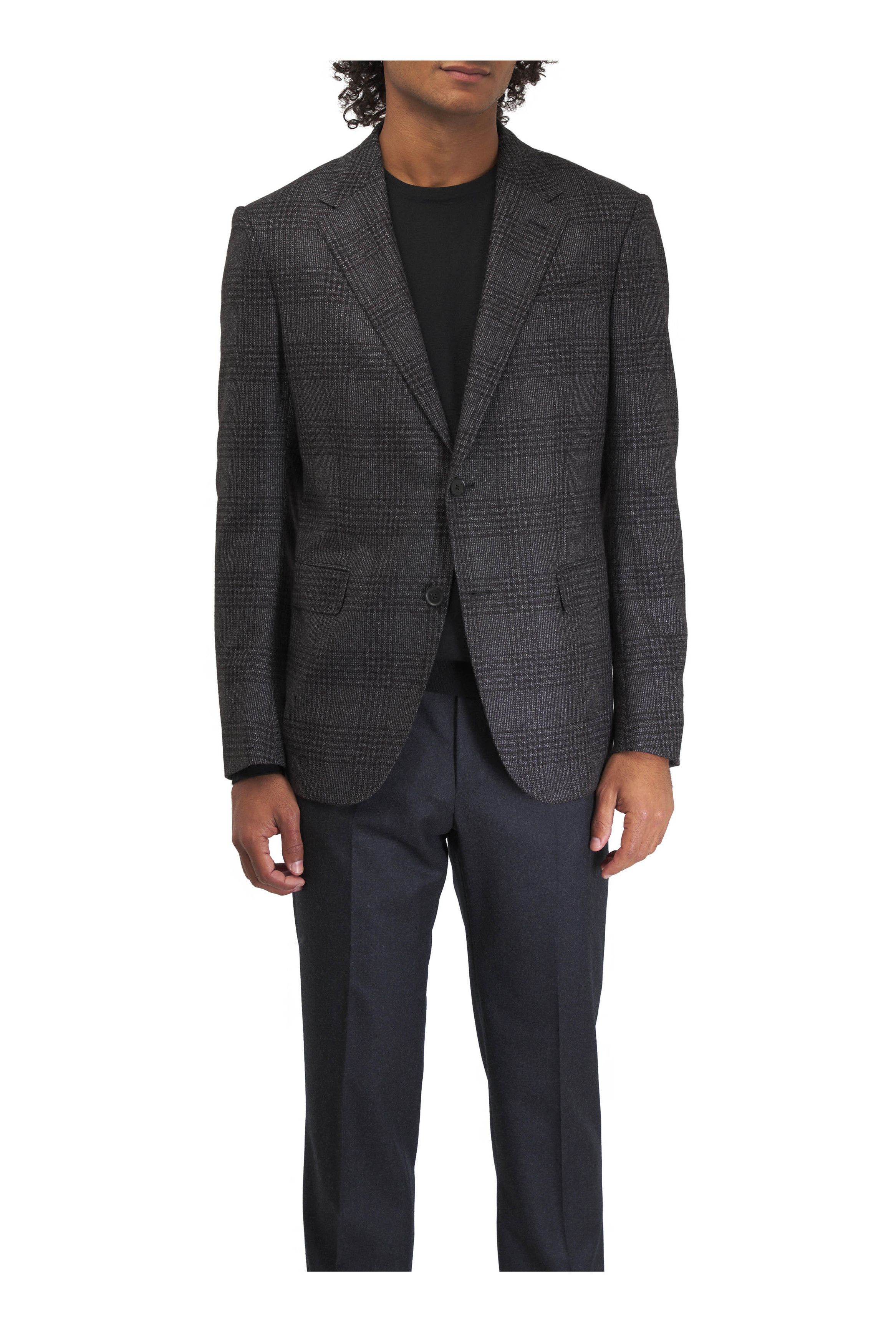 Z Zegna o1mtch0225 Tonal Plaid Sportcoat in Black/White Size US S / EU 44-46 / 1 - 4 Thumbnail