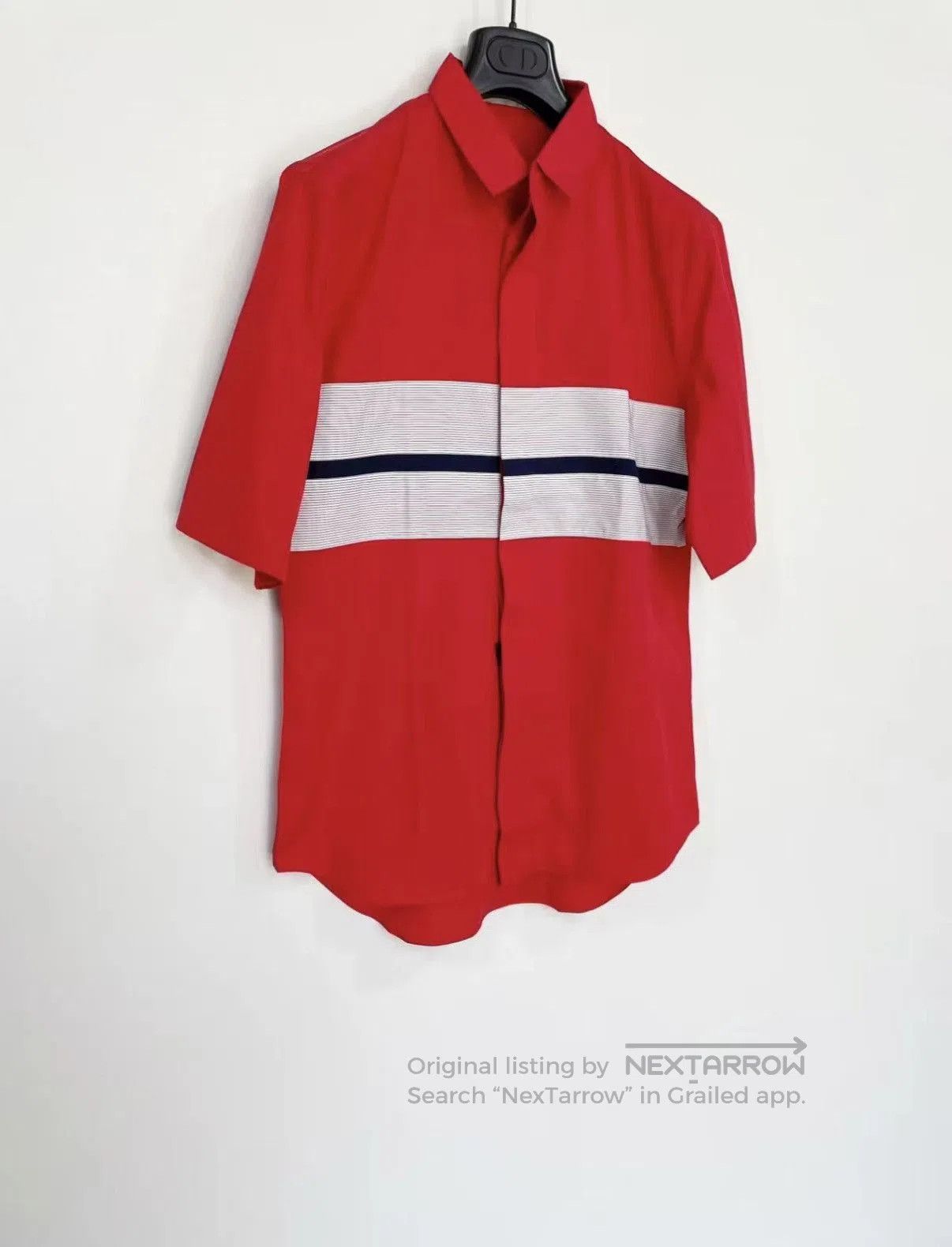 Dior Red Short Sleeve Button-Up Shirt with Stripe. Size US M / EU 48-50 / 2 - 2 Thumbnail