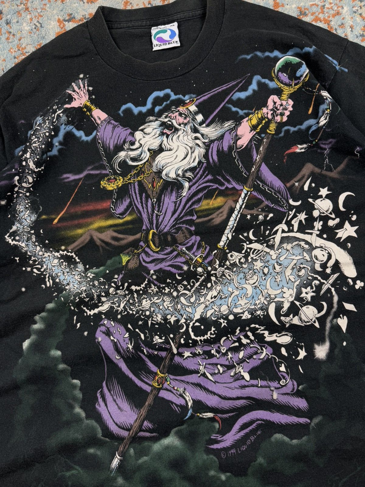 Liquid Blue × Vintage Grail! Vintage 1994 Liquid Blue wizard all over print tee Size US XL / EU 56 / 4 - 7 Thumbnail