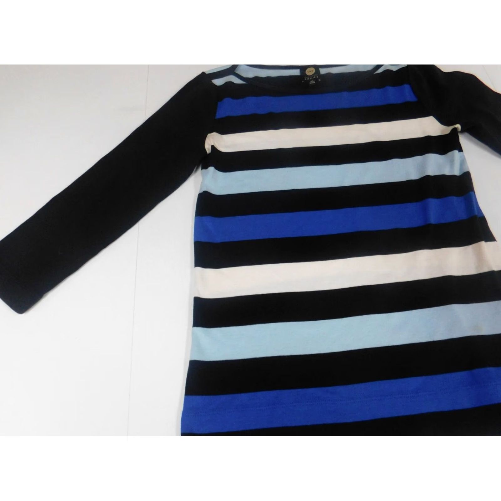 Jones New York Jones New York top Blouse Shirt Womens S Small blue striped crew neck pullover casual long sleeve polyester rayon breathable Sport Vintage: No Size S / US 4 / IT 40 - 3 Thumbnail