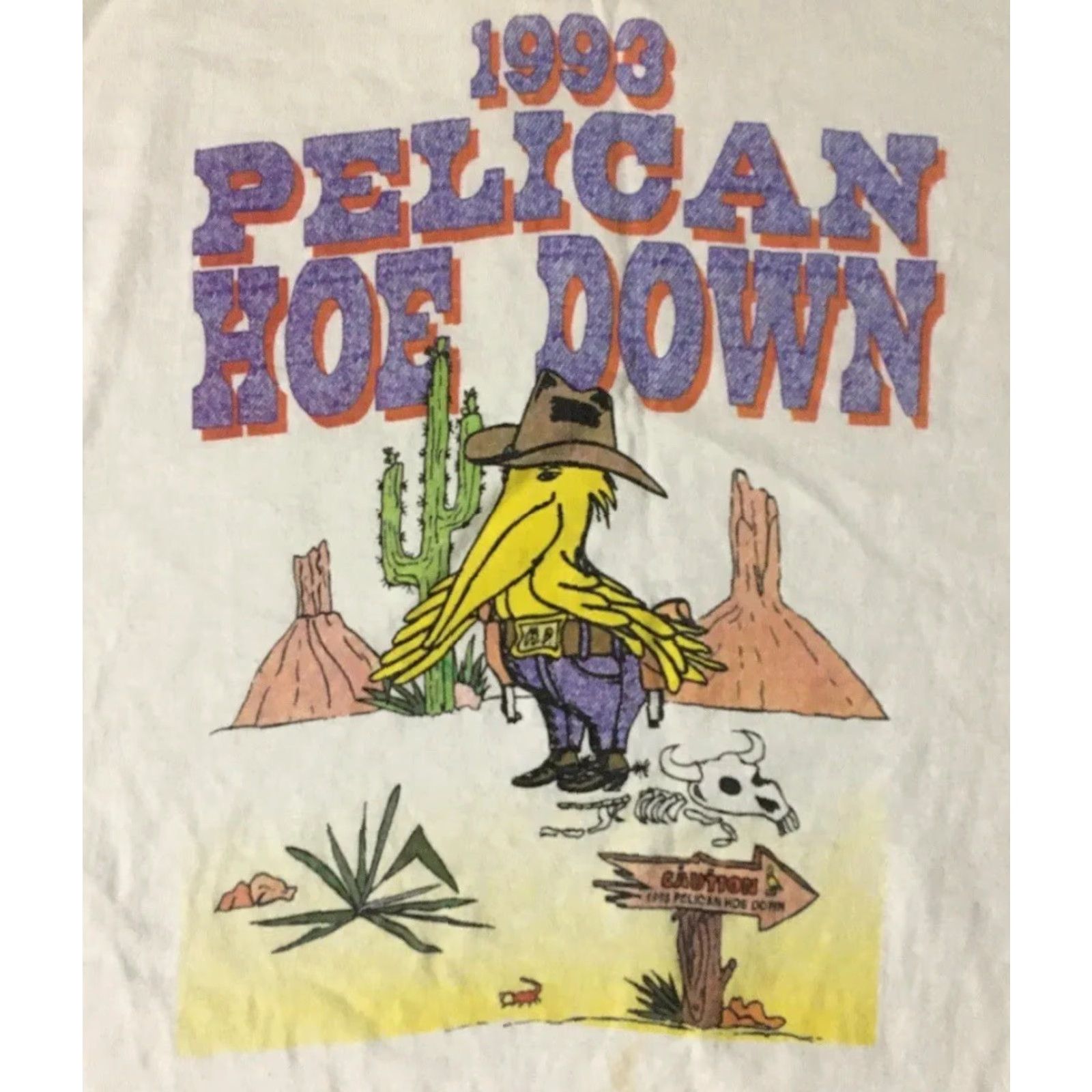 Vintage VINTAGE Pelican Hoe Down Distress Shirt L White Western Cowboy Funny Rockabilly Grunge 90s USA Harley Trucker Badges Mens T-Shirt Size L Size US L / EU 52-54 / 3 - 3 Thumbnail
