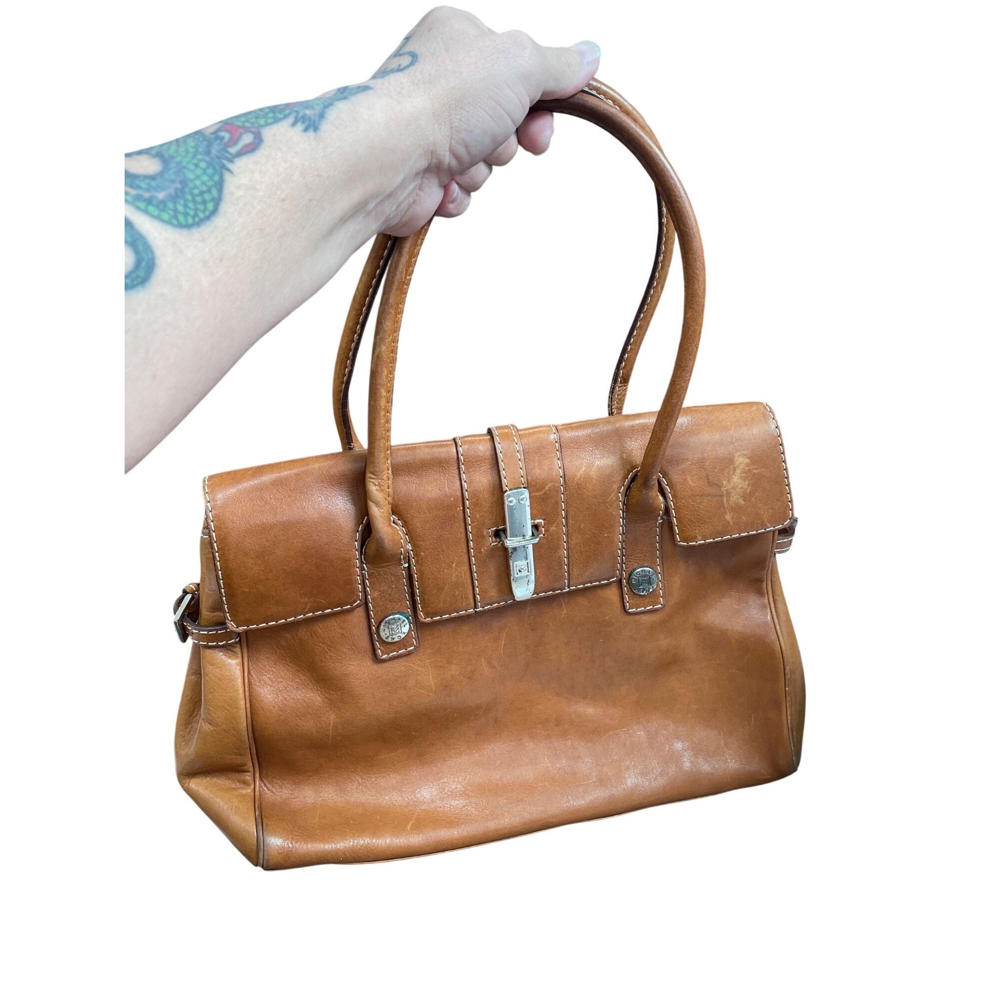 Michael Kors Michael Kors Authentic Brown Leather Satchel Handbag SKU 971 Size ONE SIZE - 1 Thumbnail