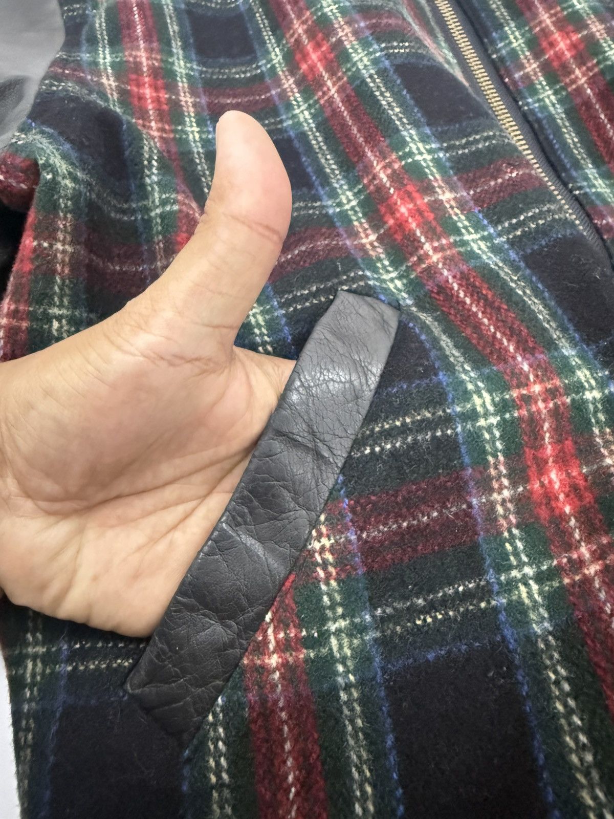 Leather 🔥 Nougat SUGAR Co. LTD Wool Zipper Bomber Leather Sleeve Jac Size US M / EU 48-50 / 2 - 5 Thumbnail