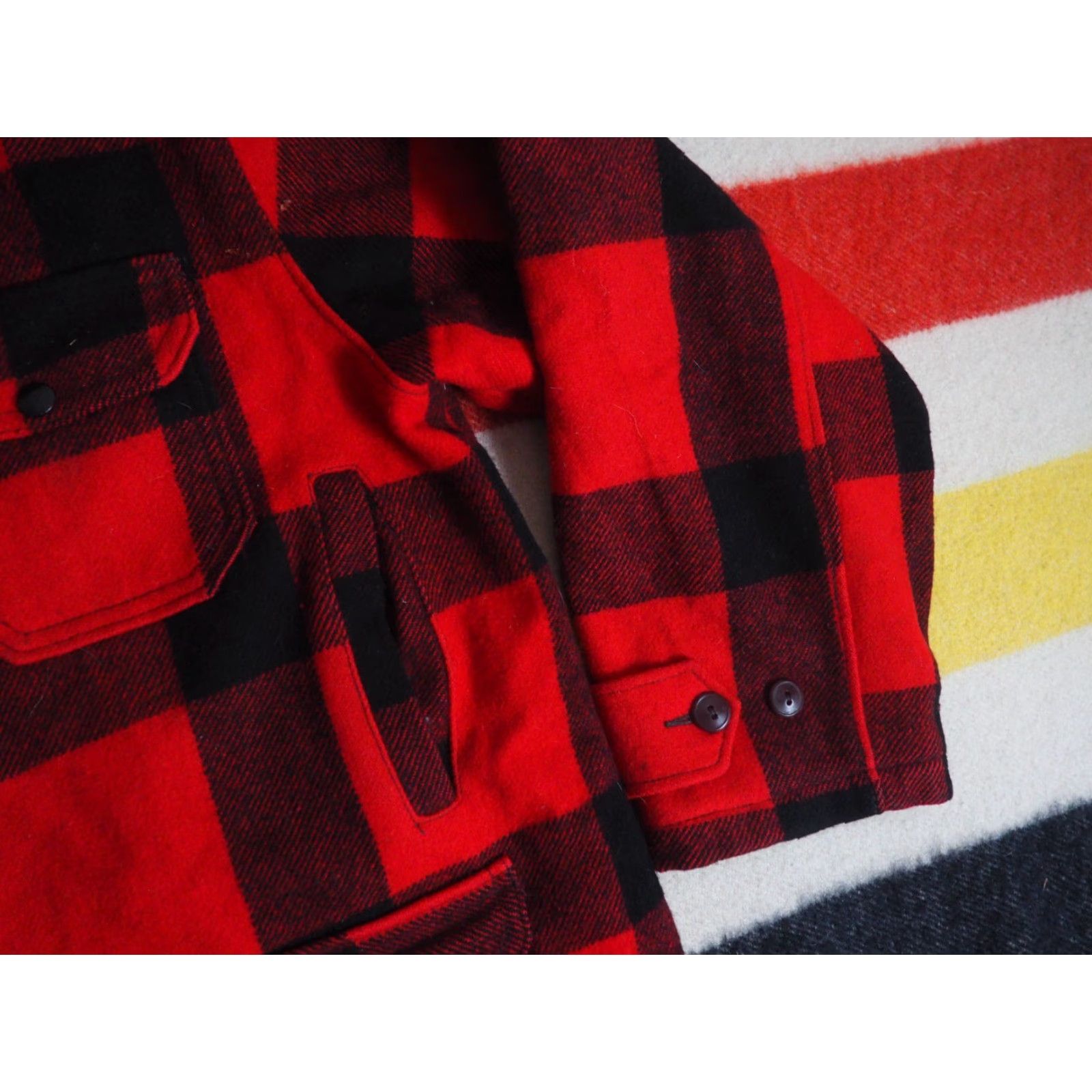 Vintage VTG Woolrich Red Black Buffalo Plaid Wool Lodge Button Mackinaw Jacket XL 70s Size US XL / EU 56 / 4 - 5 Thumbnail