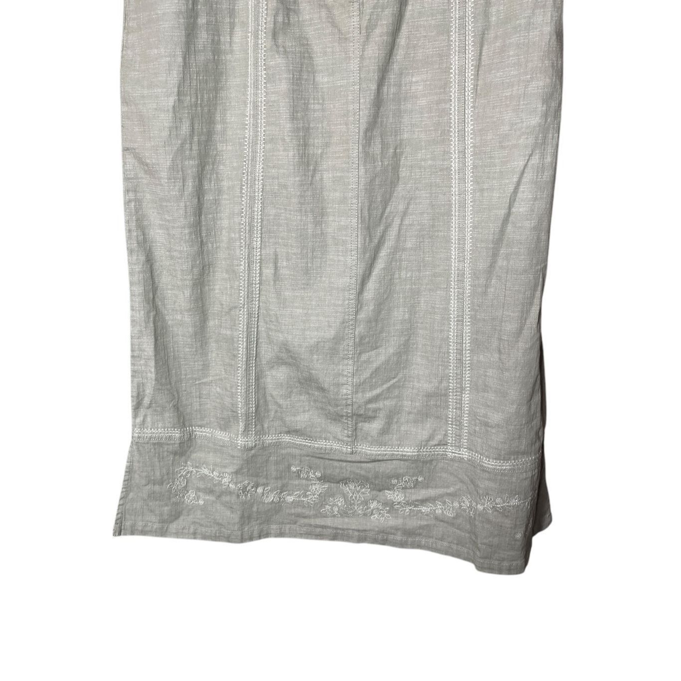 Denim & Co. Vintage Denim & Co Light Green Maxi Skirt Embroidered Hem Si Size 35" - 3 Thumbnail