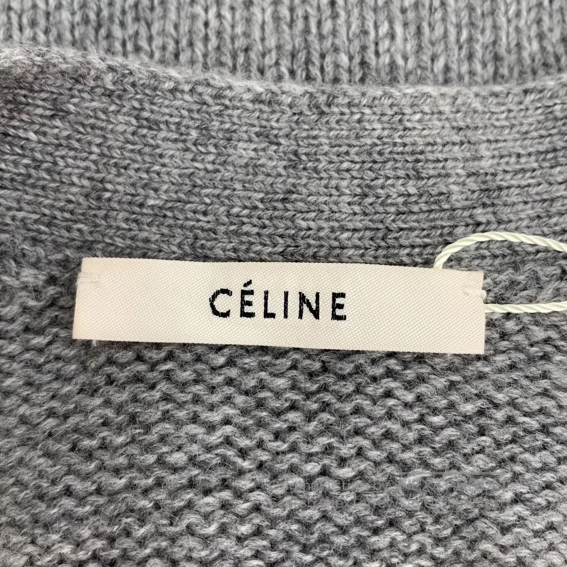 Celine CELINE Grey cashmere V-neck single-breasted long sleeve kn Size US L / EU 52-54 / 3 - 5 Thumbnail