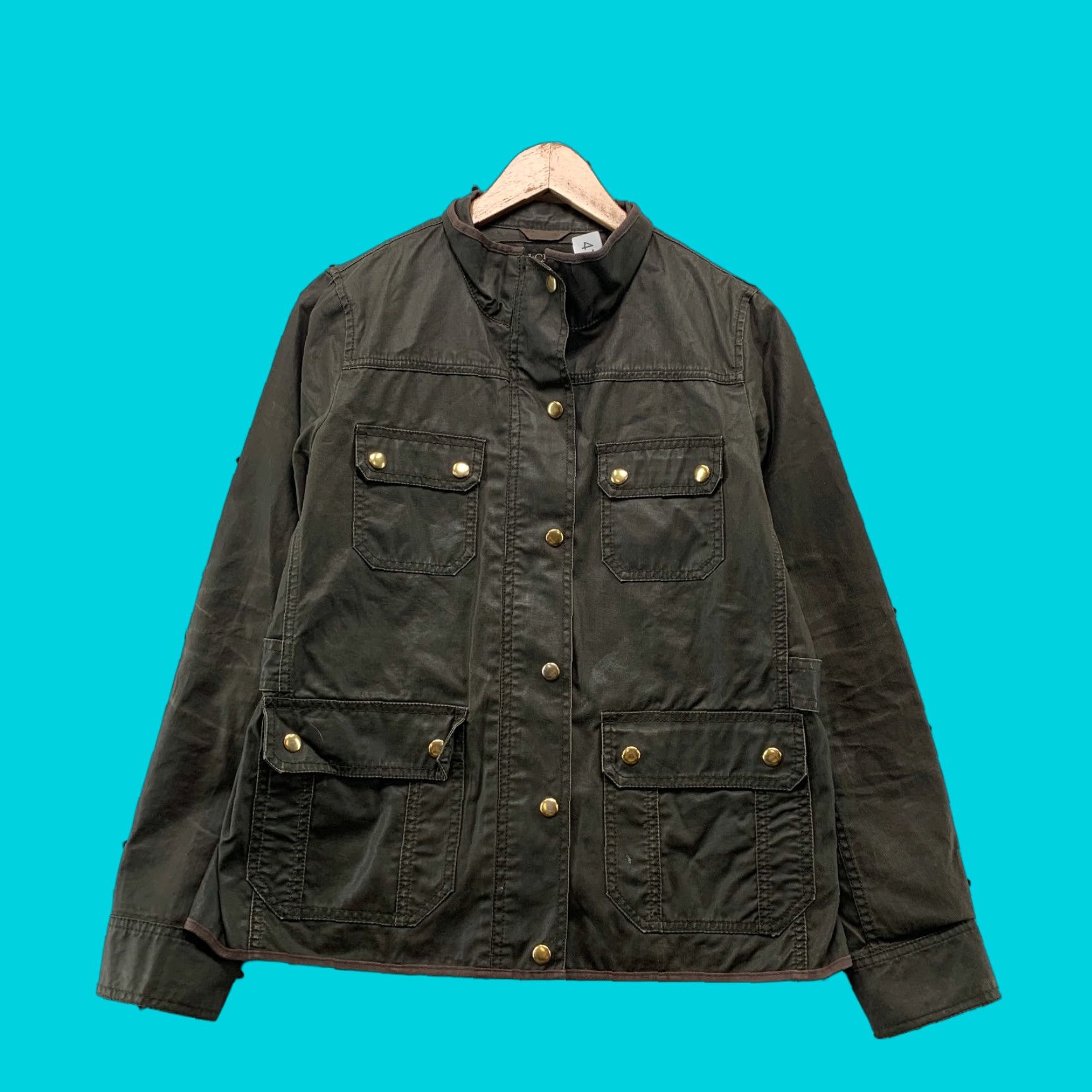 VINTAGE J Crew Waxed Field Jacket Womens M Brown Relaxed Boyfriend Fit Hunt Jacket