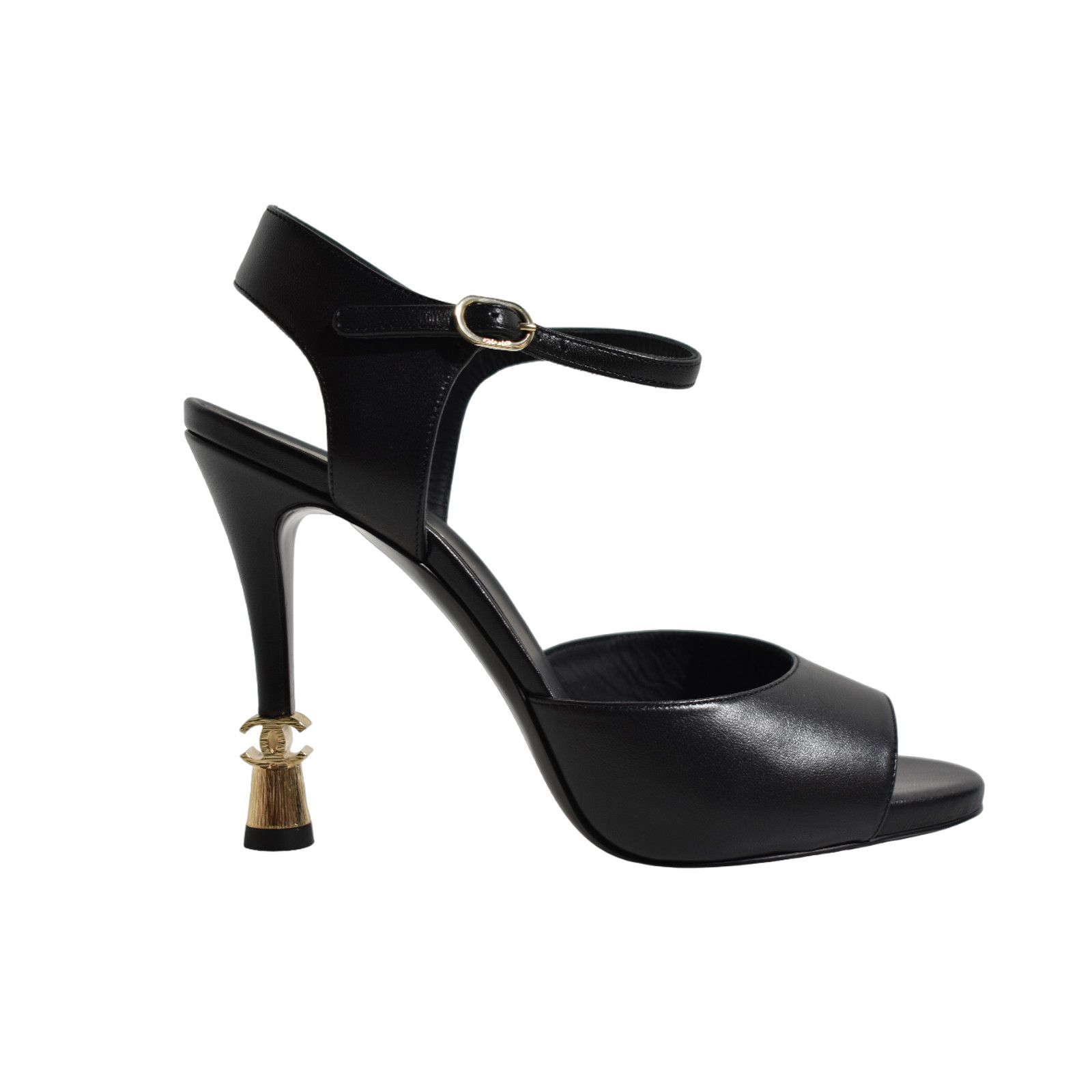 Chanel 22S Lambskin CC Gold Heel Logo Ankle Strap Sandal Pump 38 Size US 8 / IT 38 - 1 Thumbnail