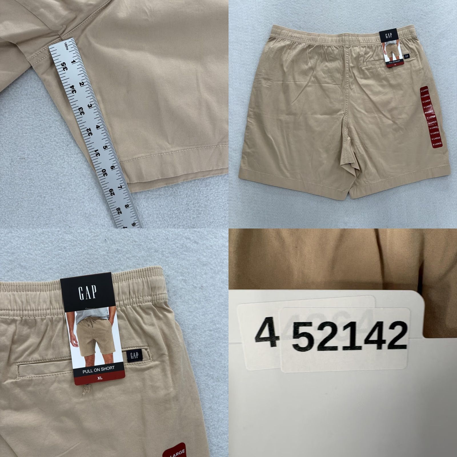 Gap Gap Shorts Mens XL Beige Pull On Chino Elastic Waist Stretch 7" Summer Casual Size US 36 / EU 52 - 8 Thumbnail
