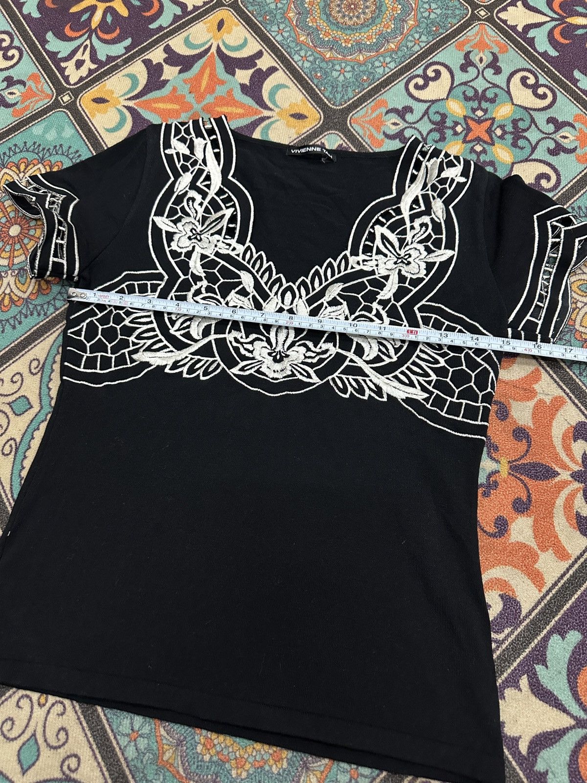 Vivienne Tam Vivienne Tam Black Silver Beaded Top ‘Cheongsam Style’ Size S / US 4 / IT 40 - 18 Thumbnail