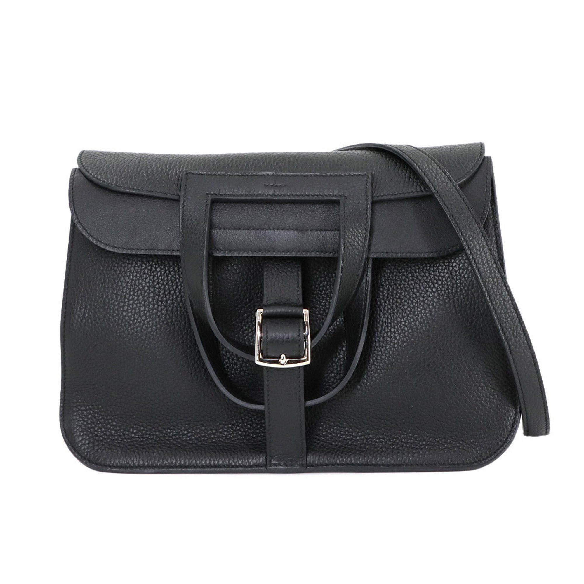 Hermes Halzan 31 5Way Hand Shoulder Bag Taurillon Clemence Black A Stamp Silver Hardware, Women's