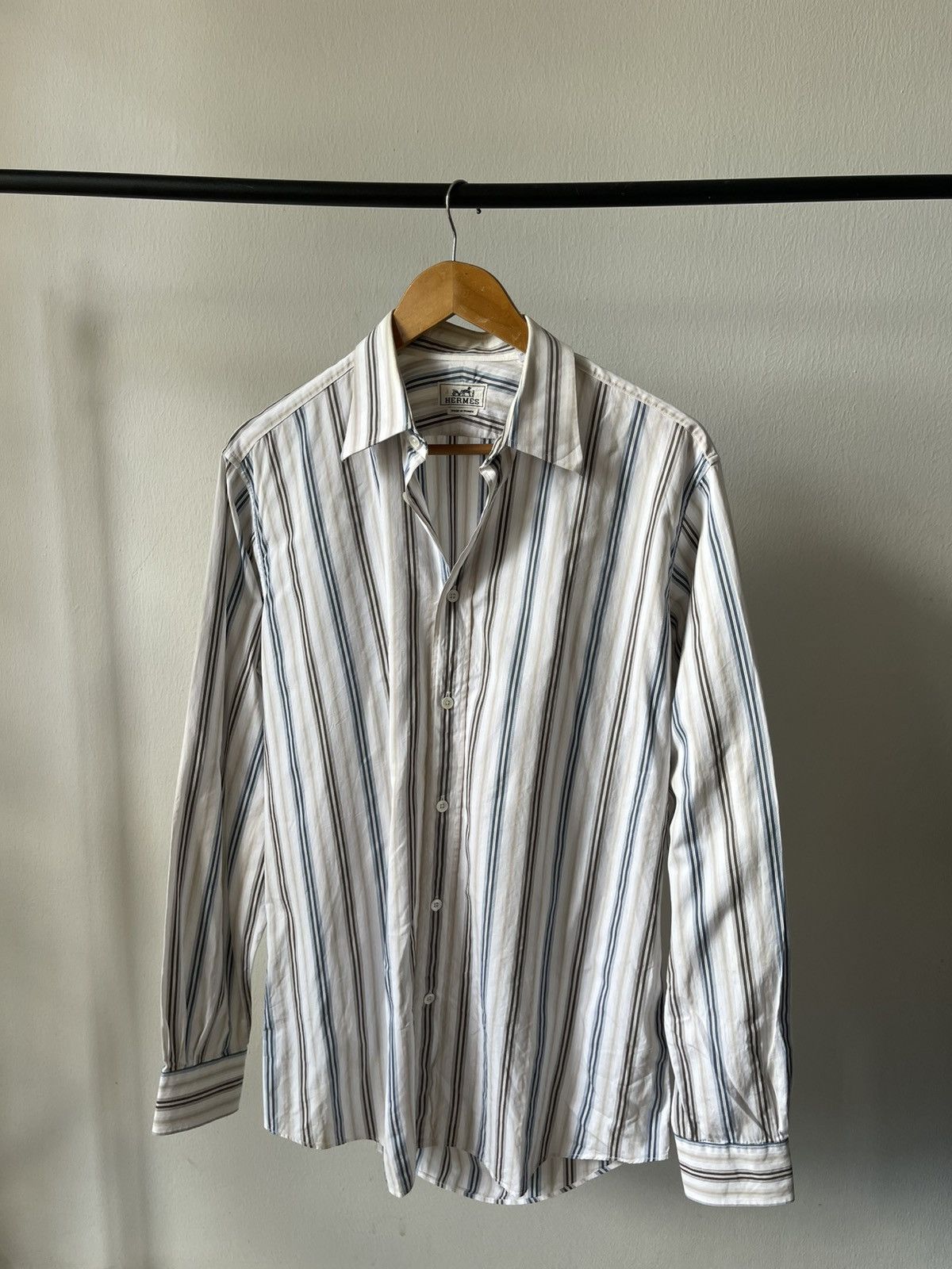 Hermes Hermes Stripe Button Ups Shirt Size US L / EU 52-54 / 3 - 1 Thumbnail