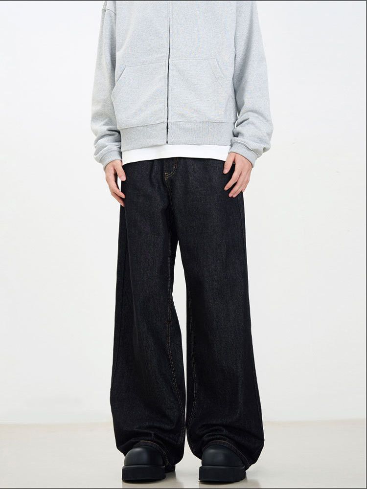 Jean Men's loose American style simple solid color straight jeans Size US 32 / EU 48 - 4 Thumbnail