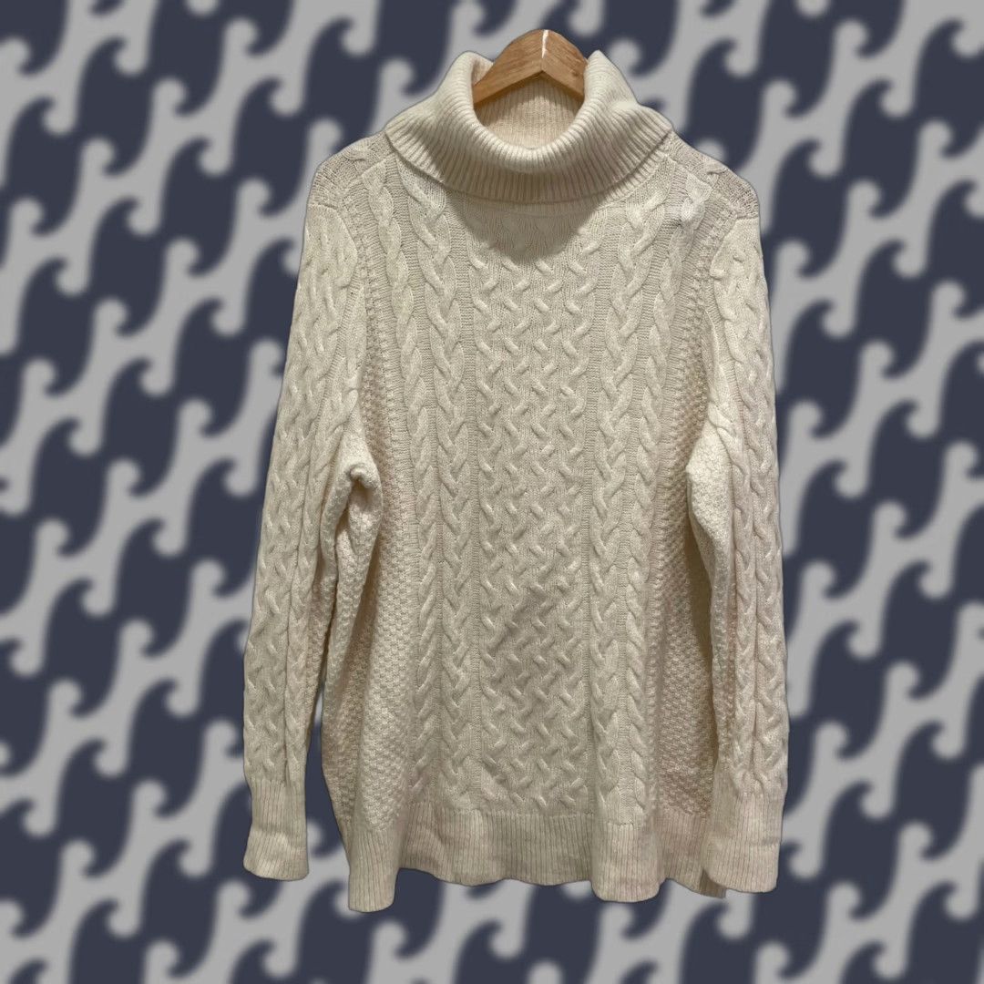 Vintage Halogen x Atlantic-Pacific Womens Ivory Cable Knit Turtleneck Sweater Size S VINTAGE? Size S / US 4 / IT 40 - 1 Thumbnail