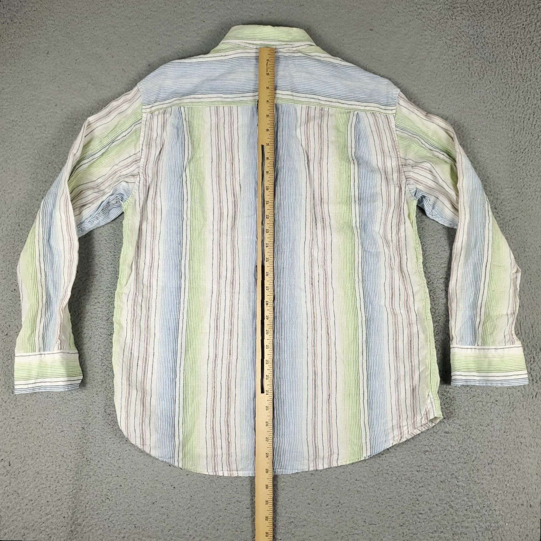 Tommy Bahama VINTAGE Tommy Bahama Shirt Men Medium Blue Green Striped Linen Button-Up Long Sleeve Size US M / EU 48-50 / 2 - 3 Thumbnail
