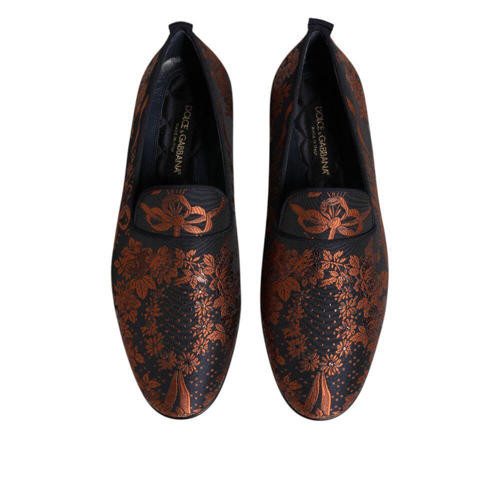 Dolce & Gabbana Dolce & Gabbana Black Jacquard Polyester Slip On Loafers Sho Size US 9 / EU 42 - 3 Thumbnail