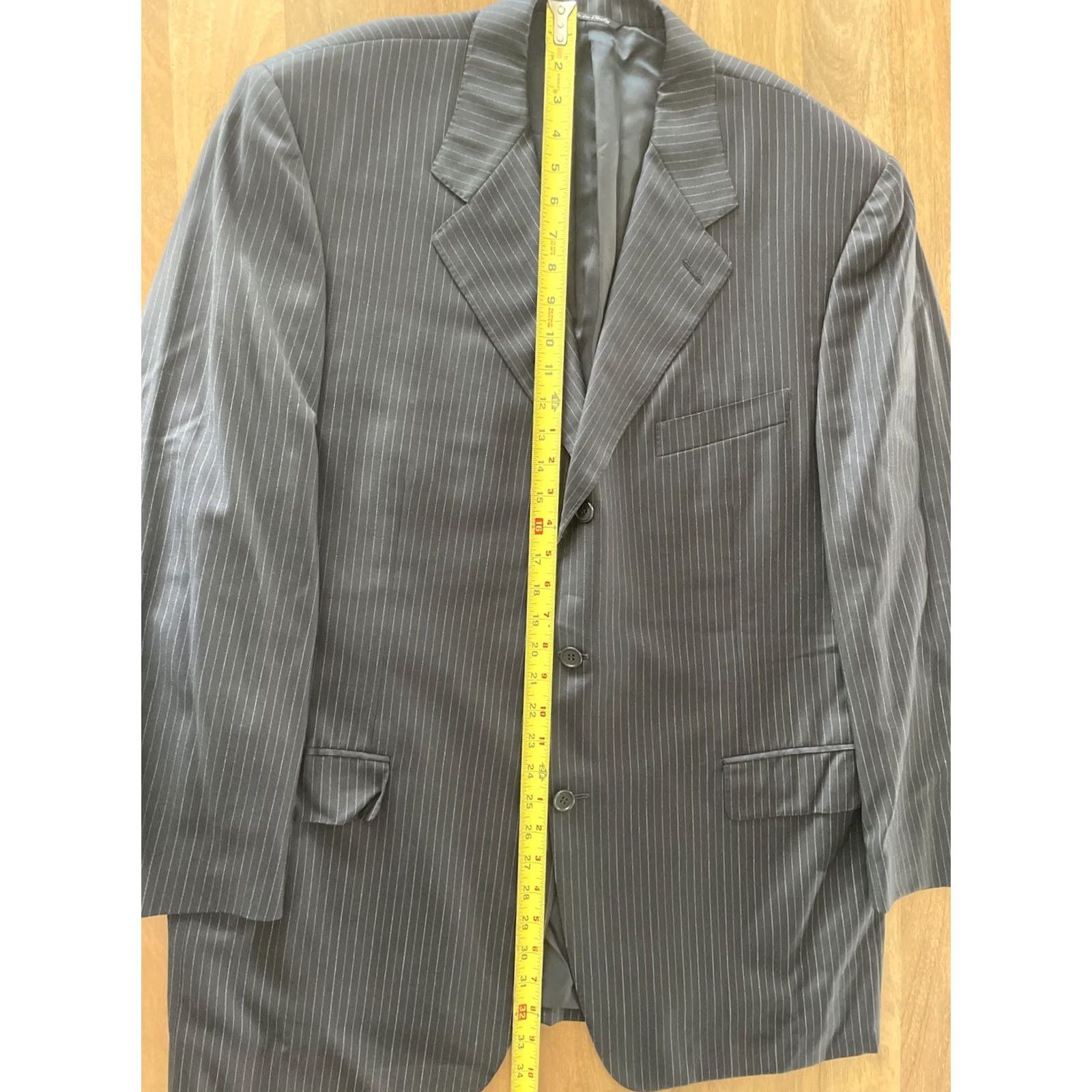 Canali VINTAGE Canali Blazer Jacket Blue Pinstripe Luxury Italy Men 58 (48R US) Sport Coat 90s Designer Size 48R - 7 Thumbnail